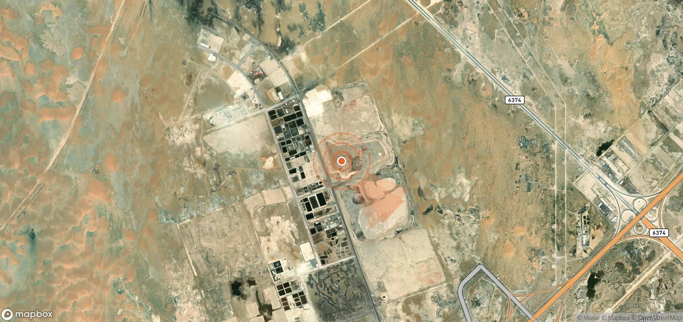 Satellite map of methane plume locations in Saudi Arabia
