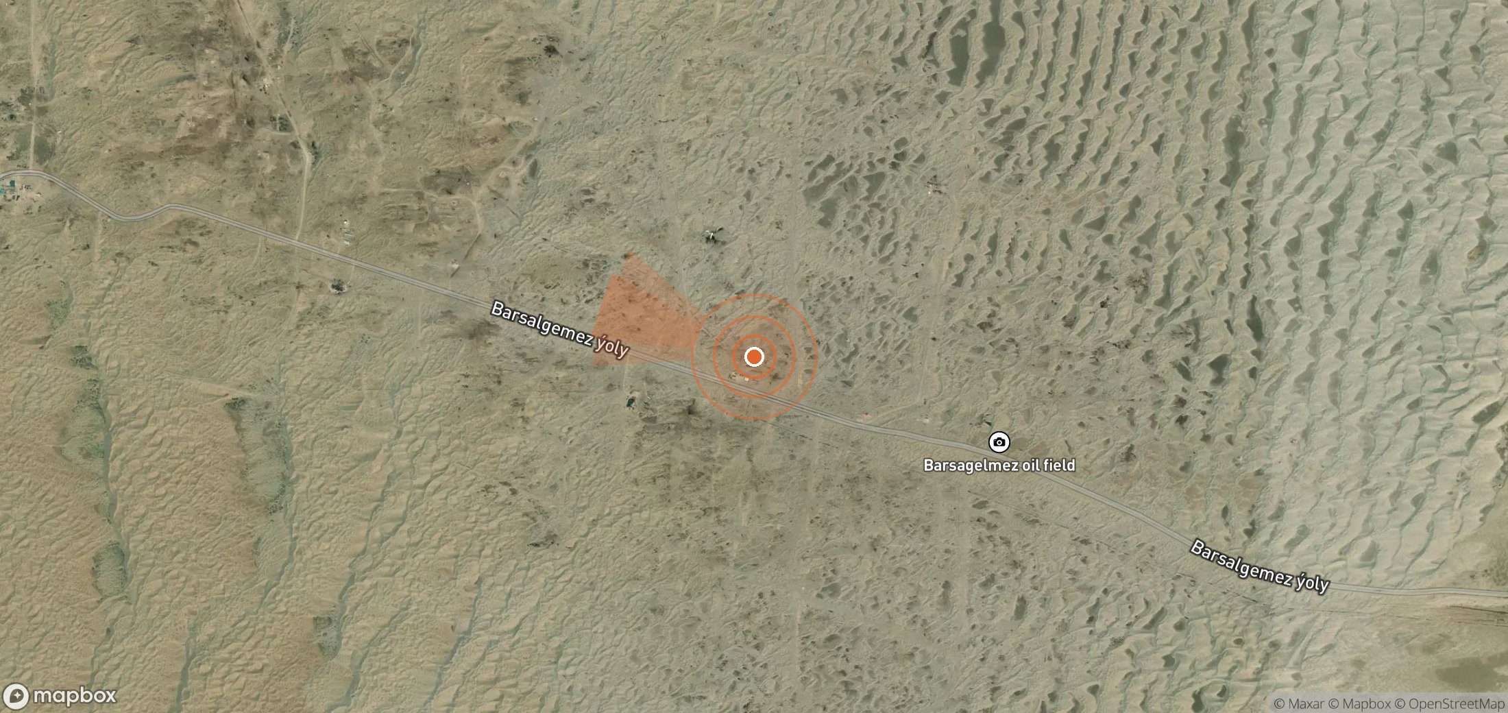 Satellite map of methane plume locations in Turkmenistan