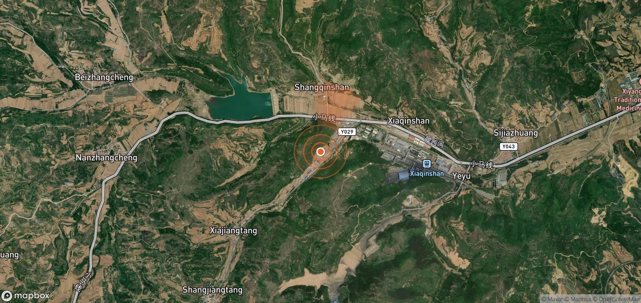 Satellite map of methane plume locations in China