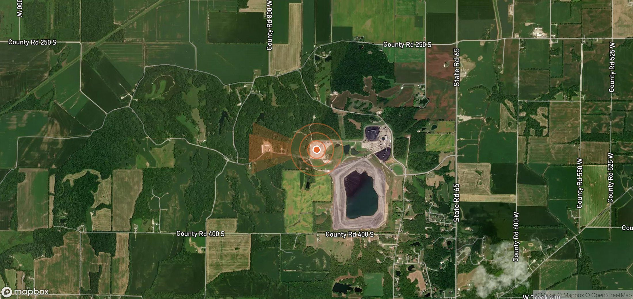 Mapa satelital de plumas de metano en Estados Unidos