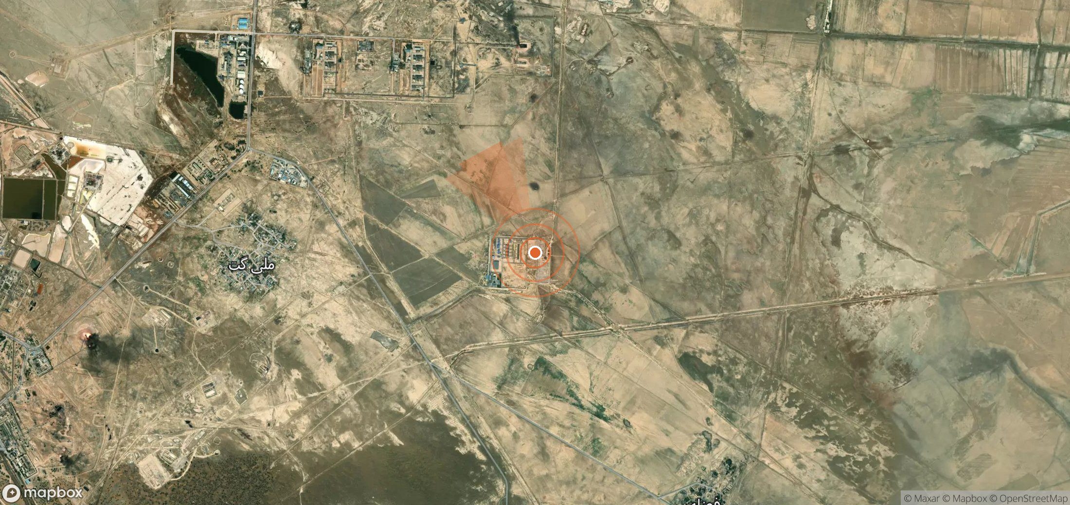 Satellite map of methane plume locations in Iran