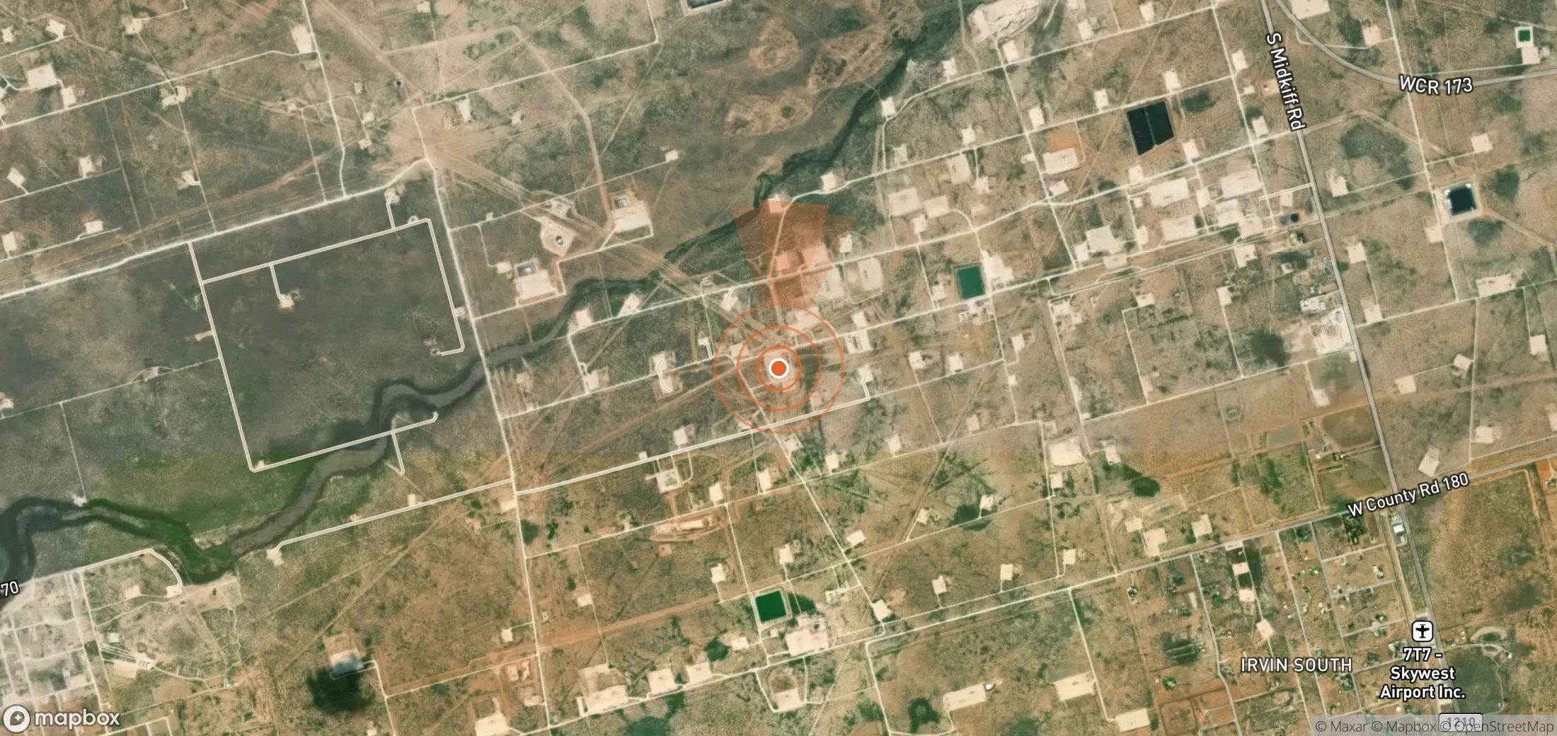 Satellite map of methane plume locations in United States