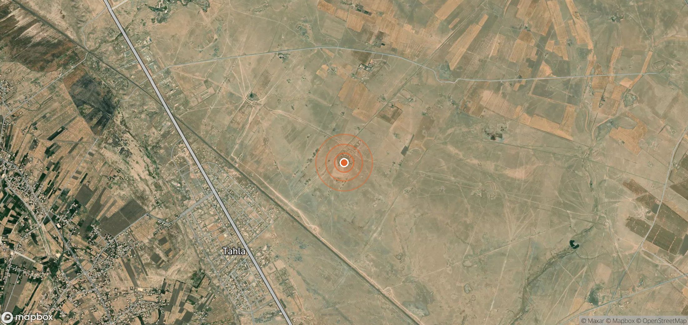 Satellite map of methane plume locations in Syria