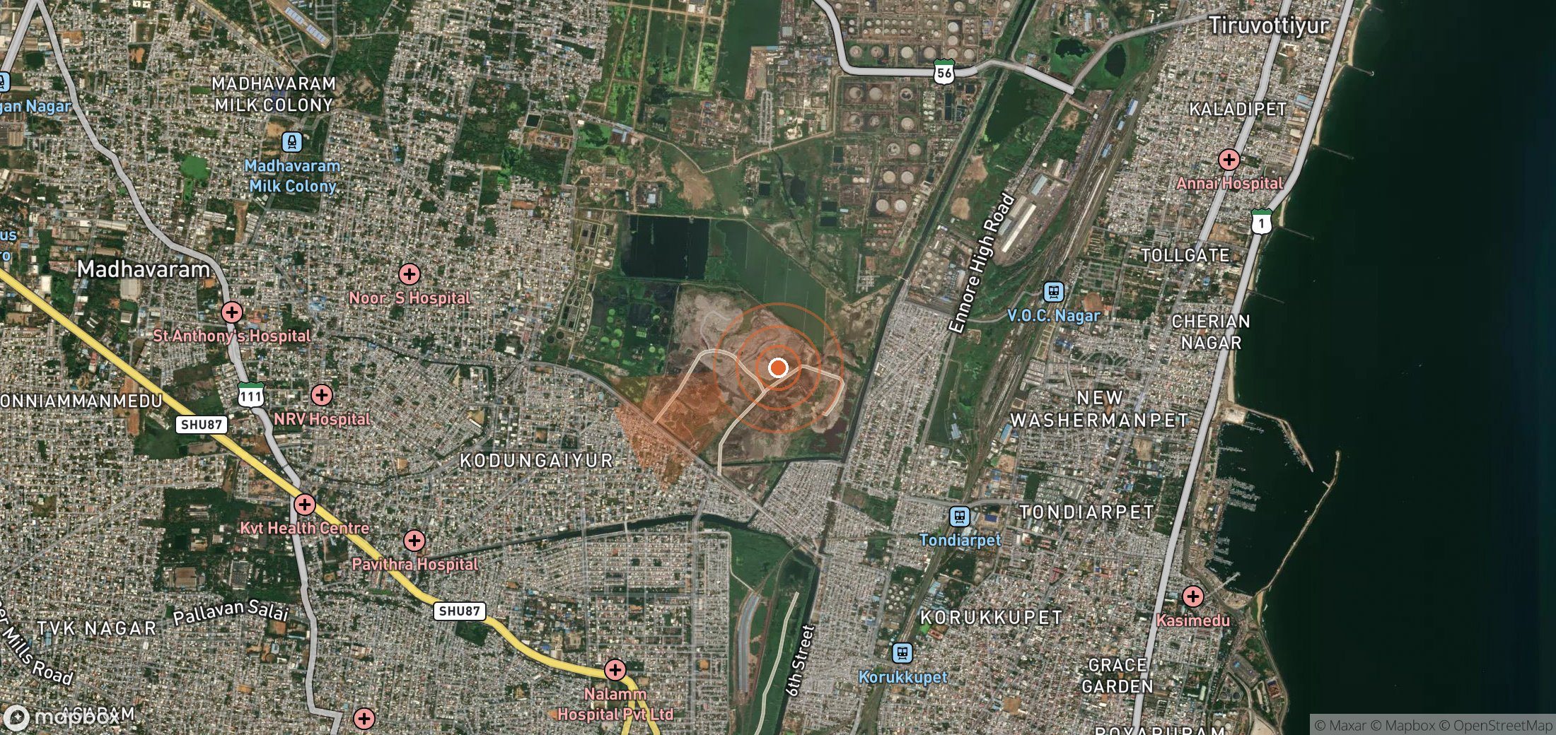 Satellite map of methane plume locations in India