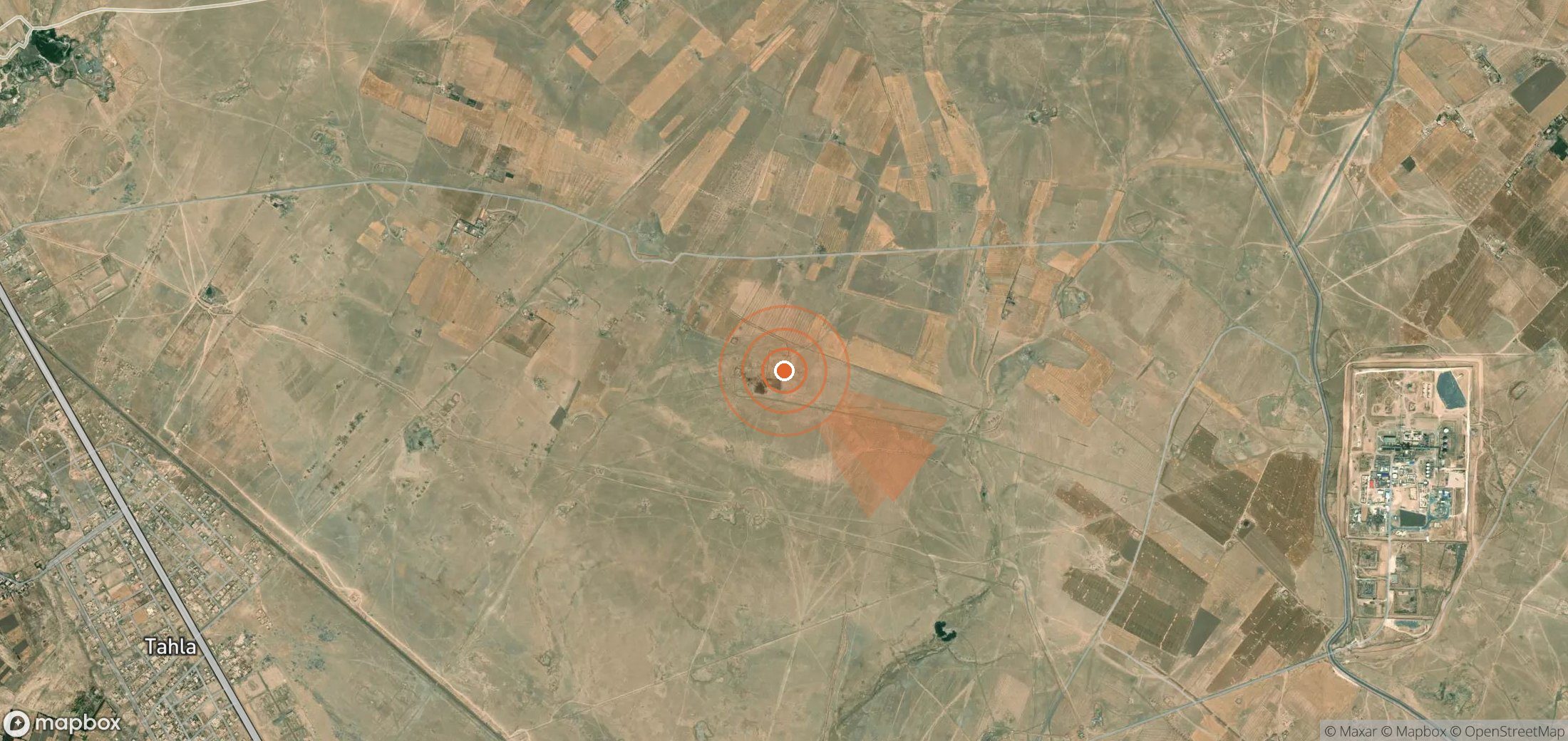 Satellite map of methane plume locations in Syria