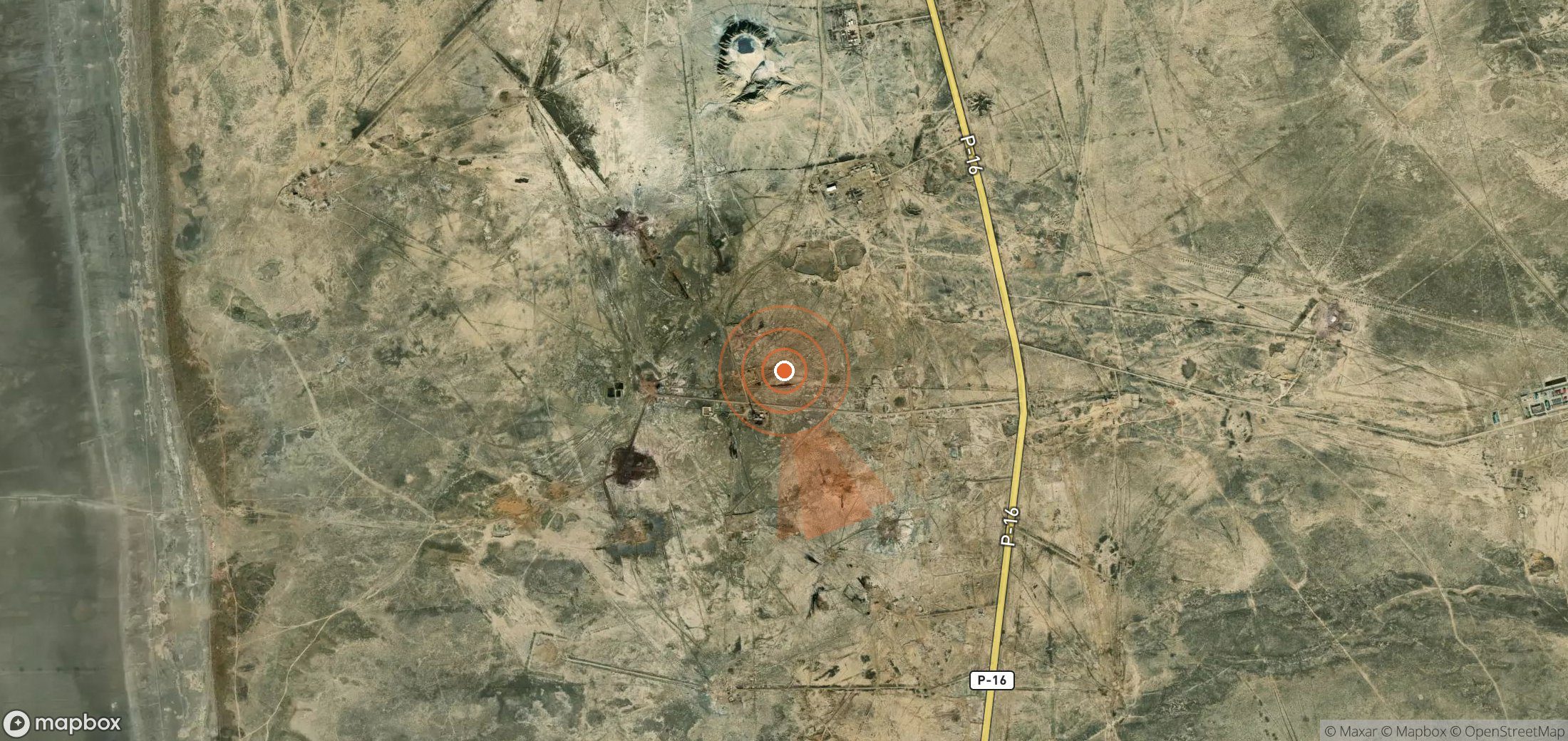 Satellite map of methane plume locations in Turkmenistan