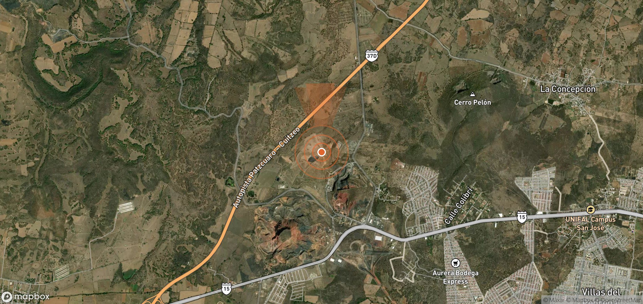 Satellite map of methane plume locations in Mexico