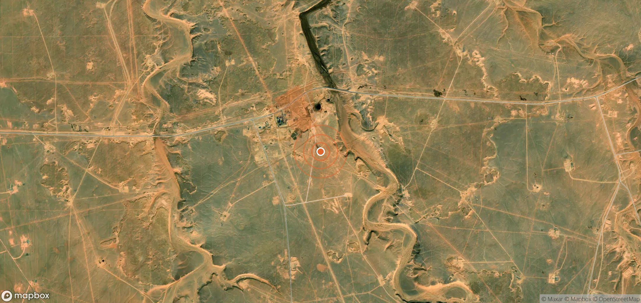 Mapa satelital de plumas de metano en Argelia