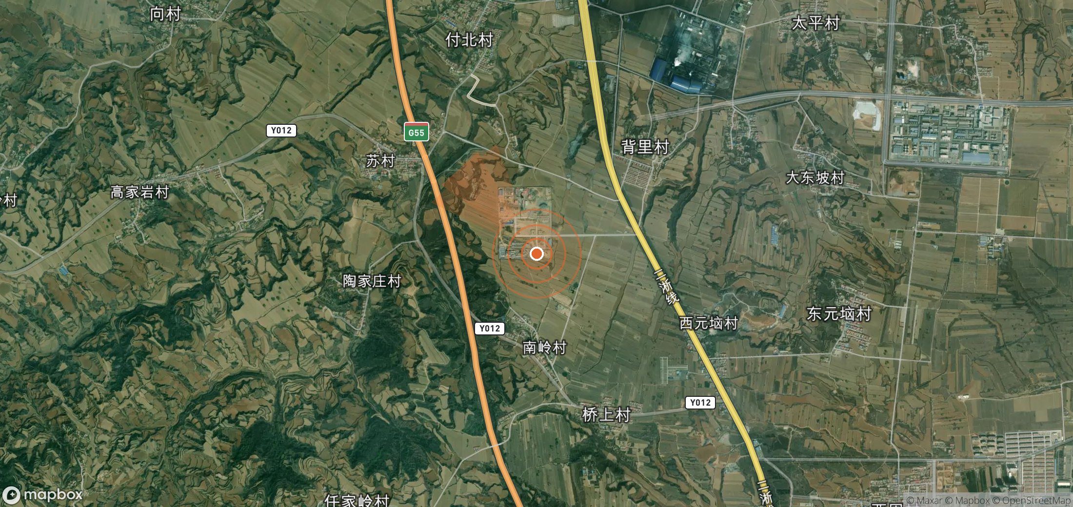 Satellite map of methane plume locations in China