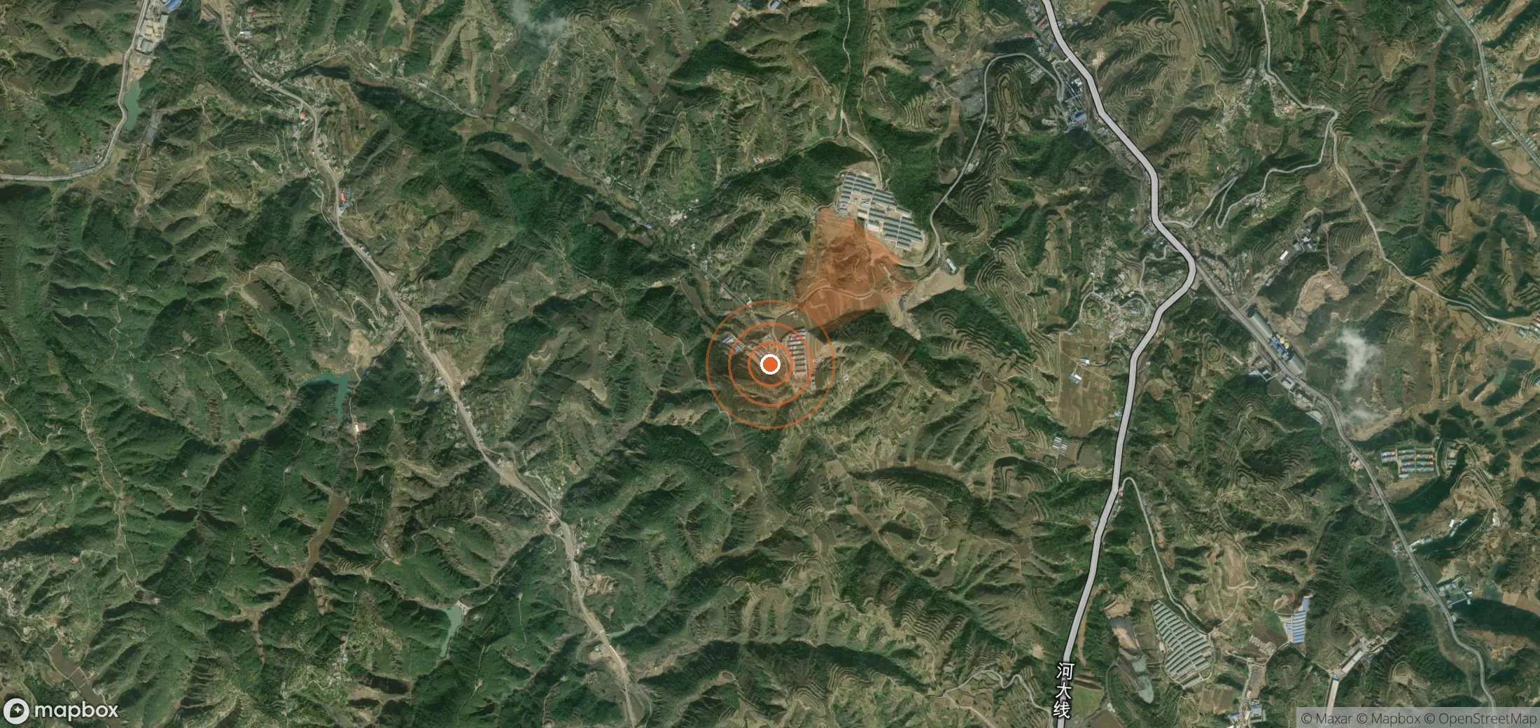 Satellite map of methane plume locations in China