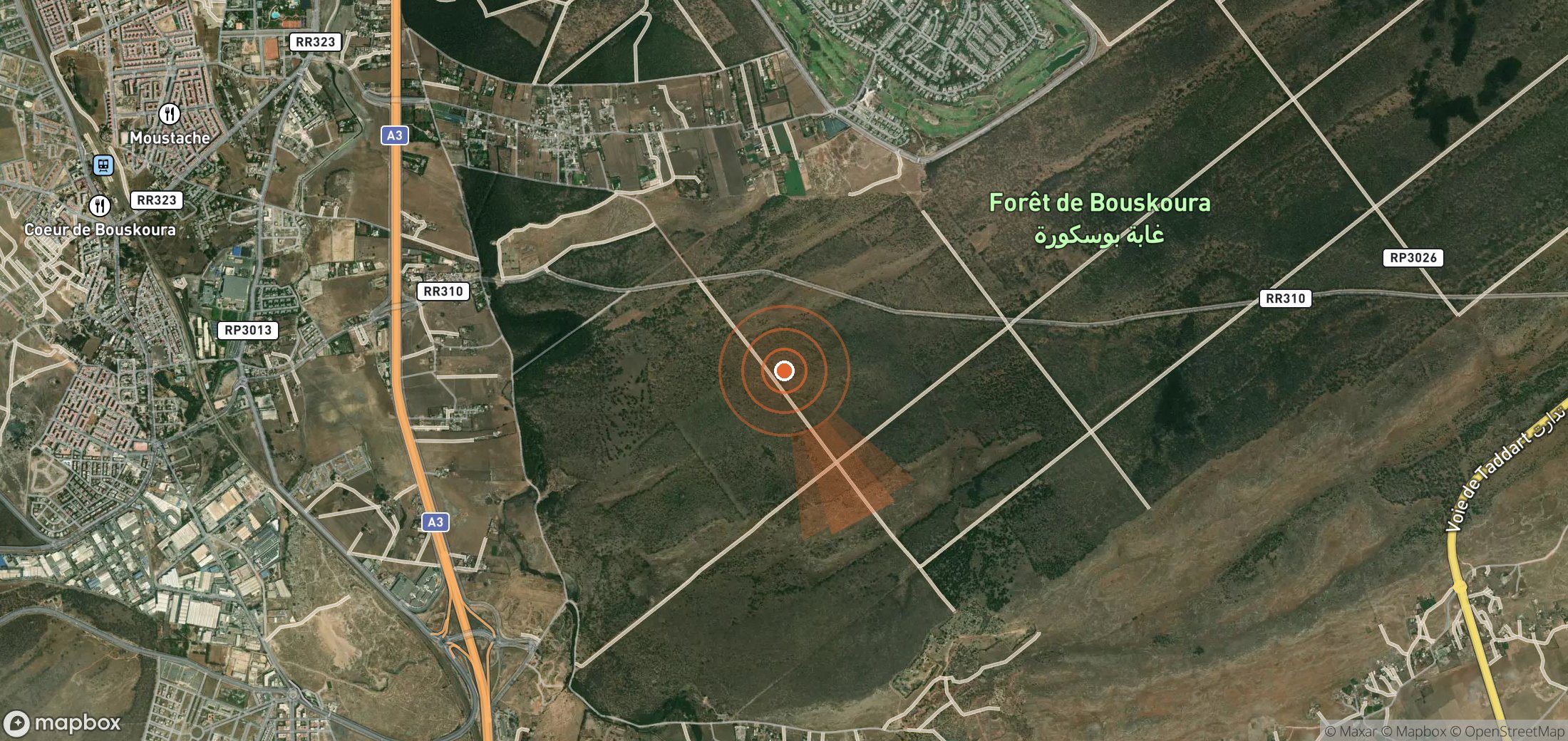 Satellite map of methane plume locations in Morocco