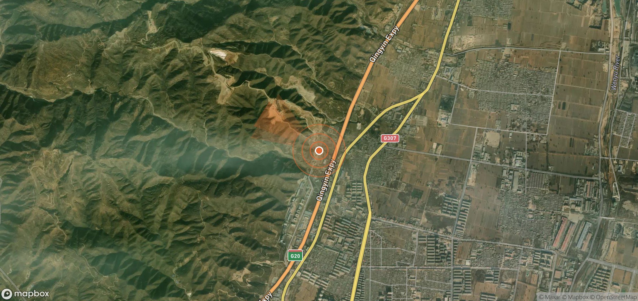 Satellite map of methane plume locations in China