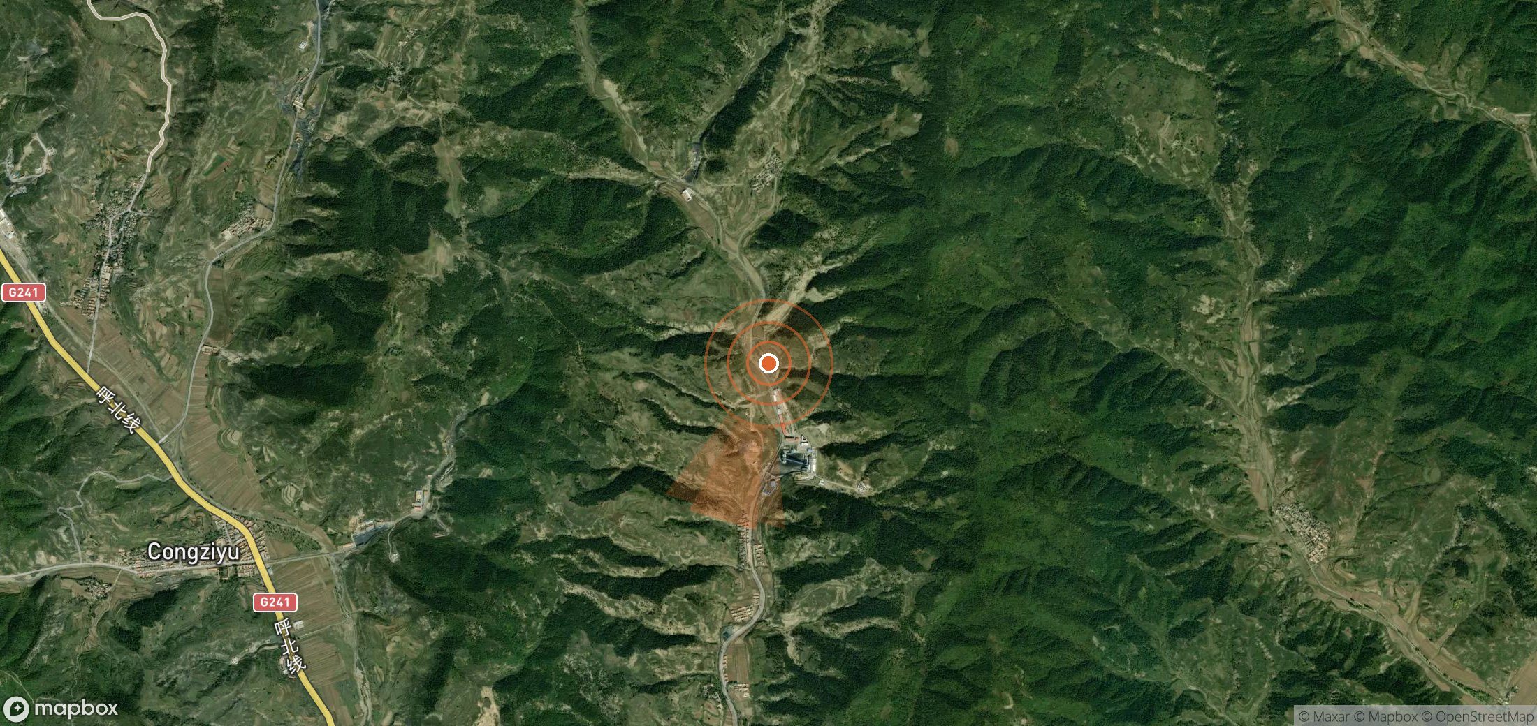 Satellite map of methane plume locations in China