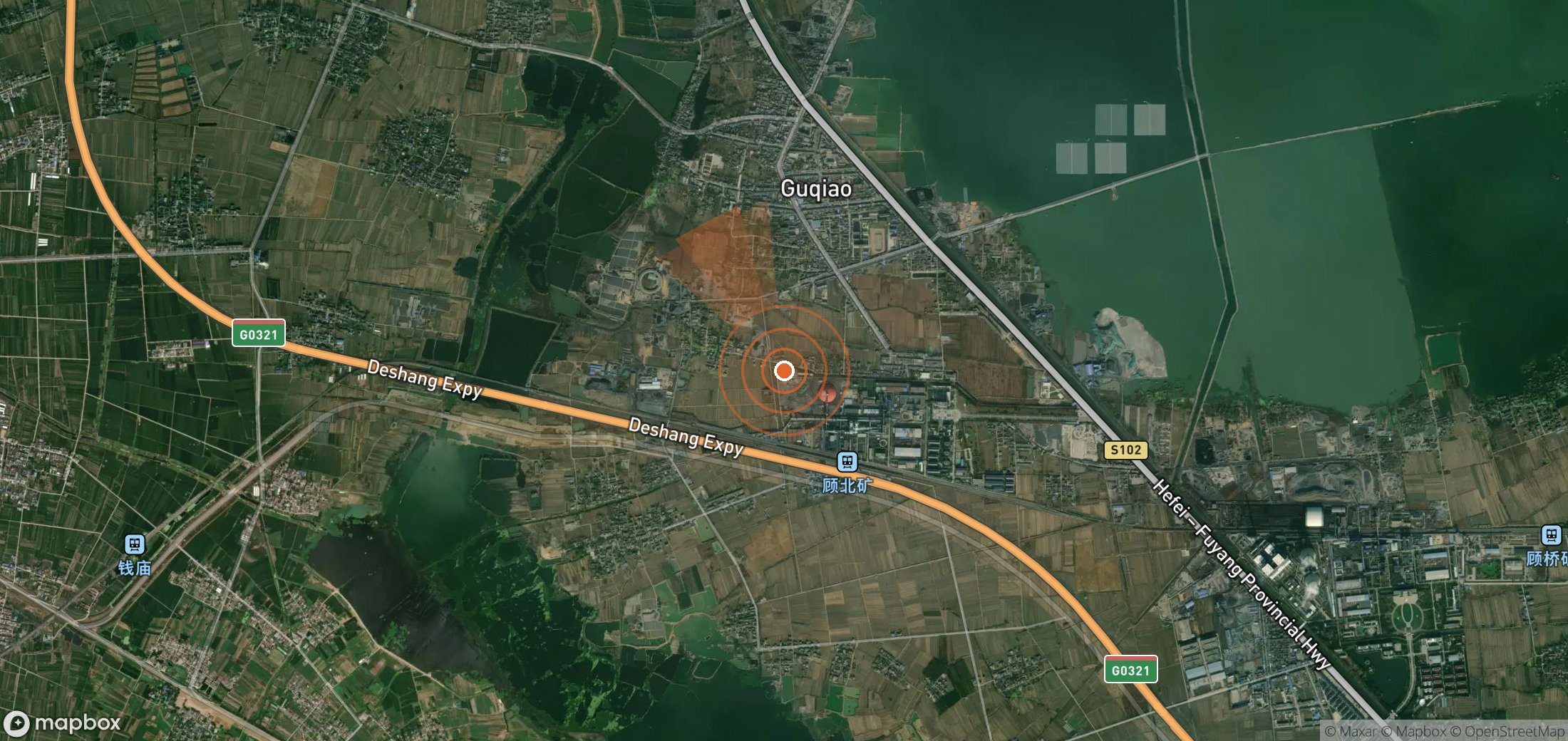 Mapa satelital de plumas de metano en China