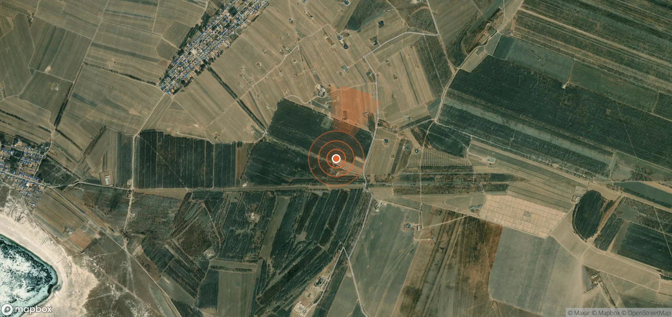 Satellite map of methane plume locations in China