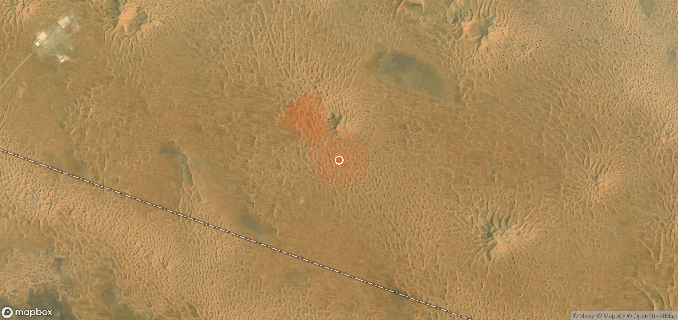 Mapa satelital de plumas de metano en Argelia