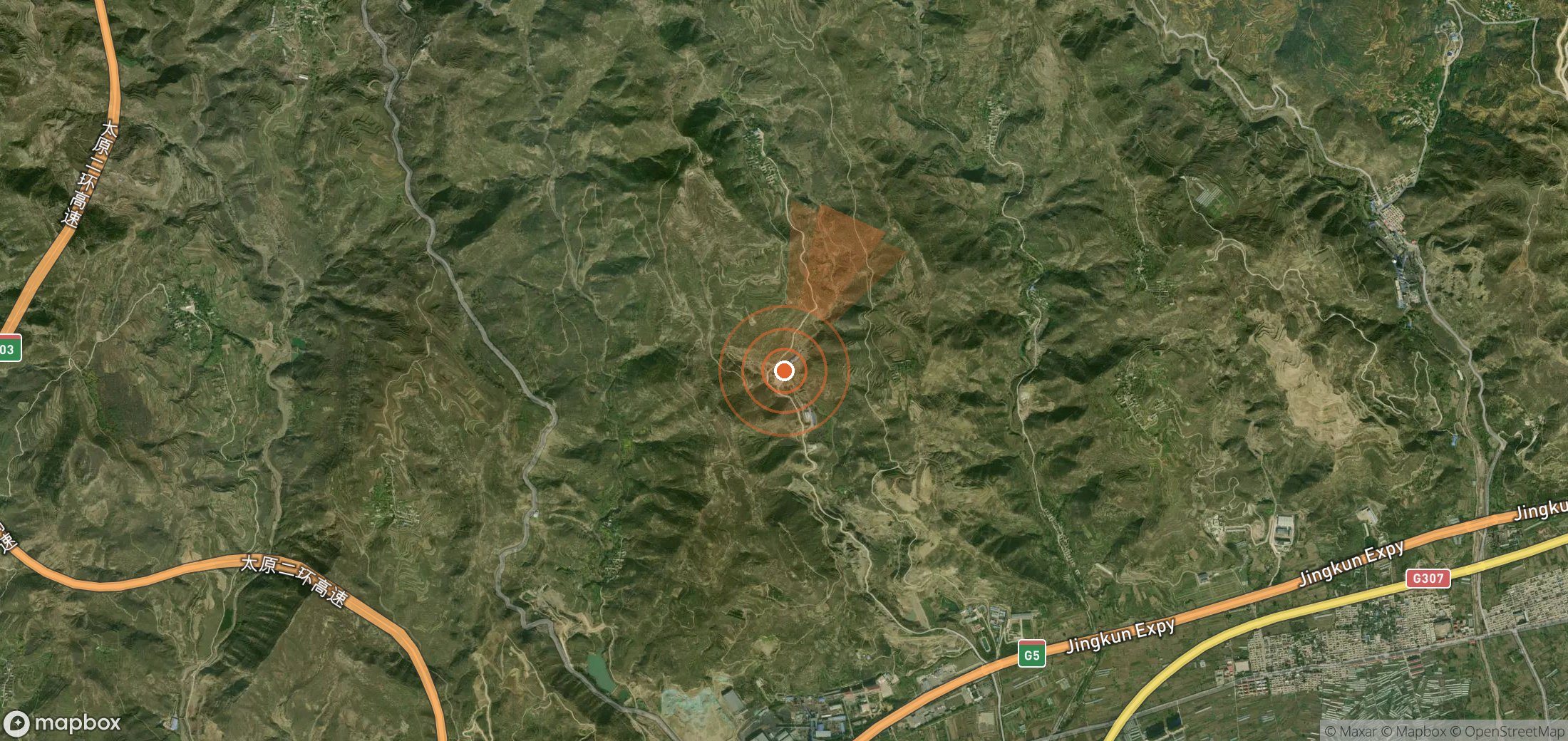 Mapa satelital de plumas de metano en China