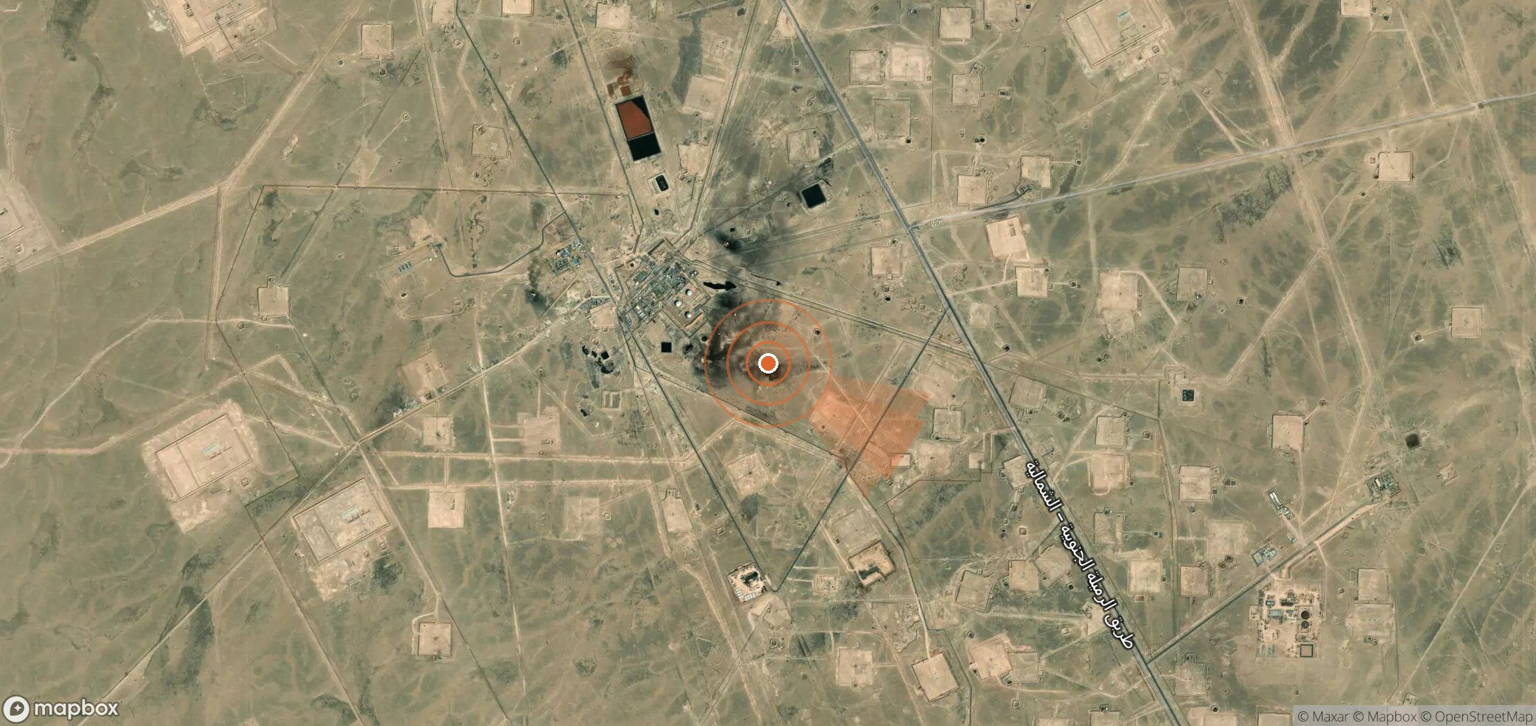 Satellite map of methane plume locations in Iraq