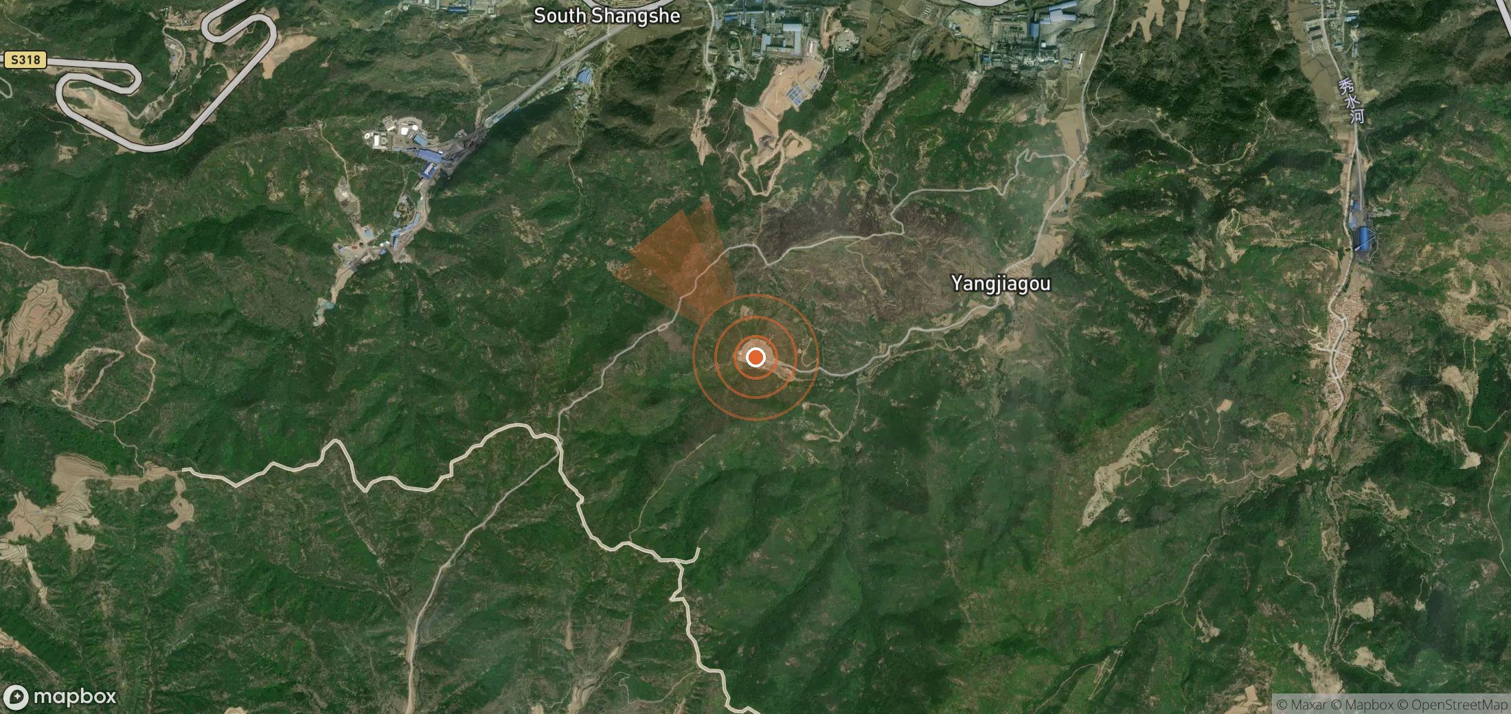 Satellite map of methane plume locations in China