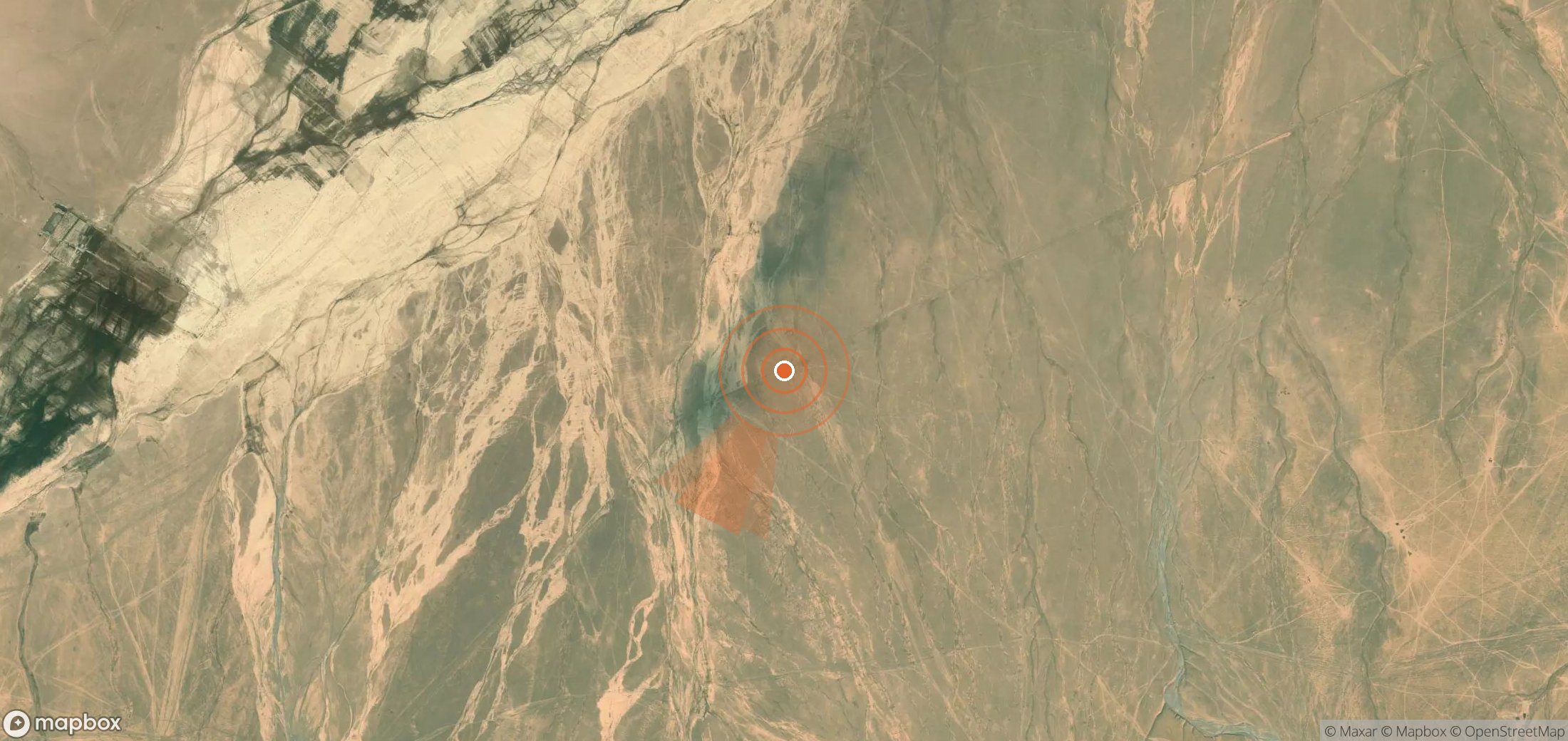 Satellite map of methane plume locations in Syria