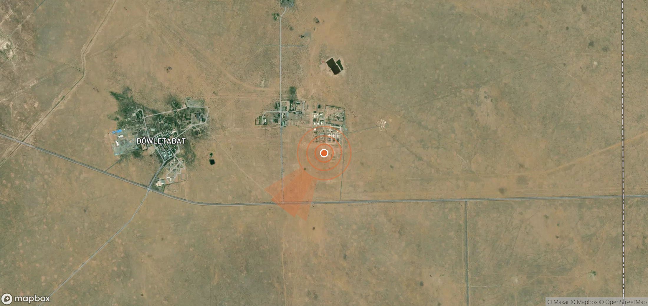 Mapa satelital de plumas de metano en Turkmenistán