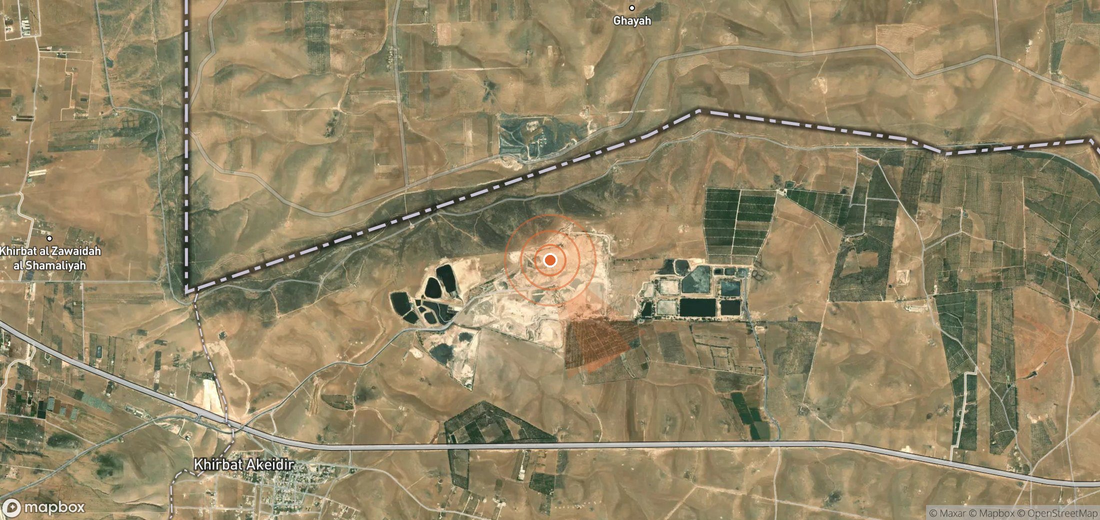 Mapa satelital de plumas de metano en Jordania
