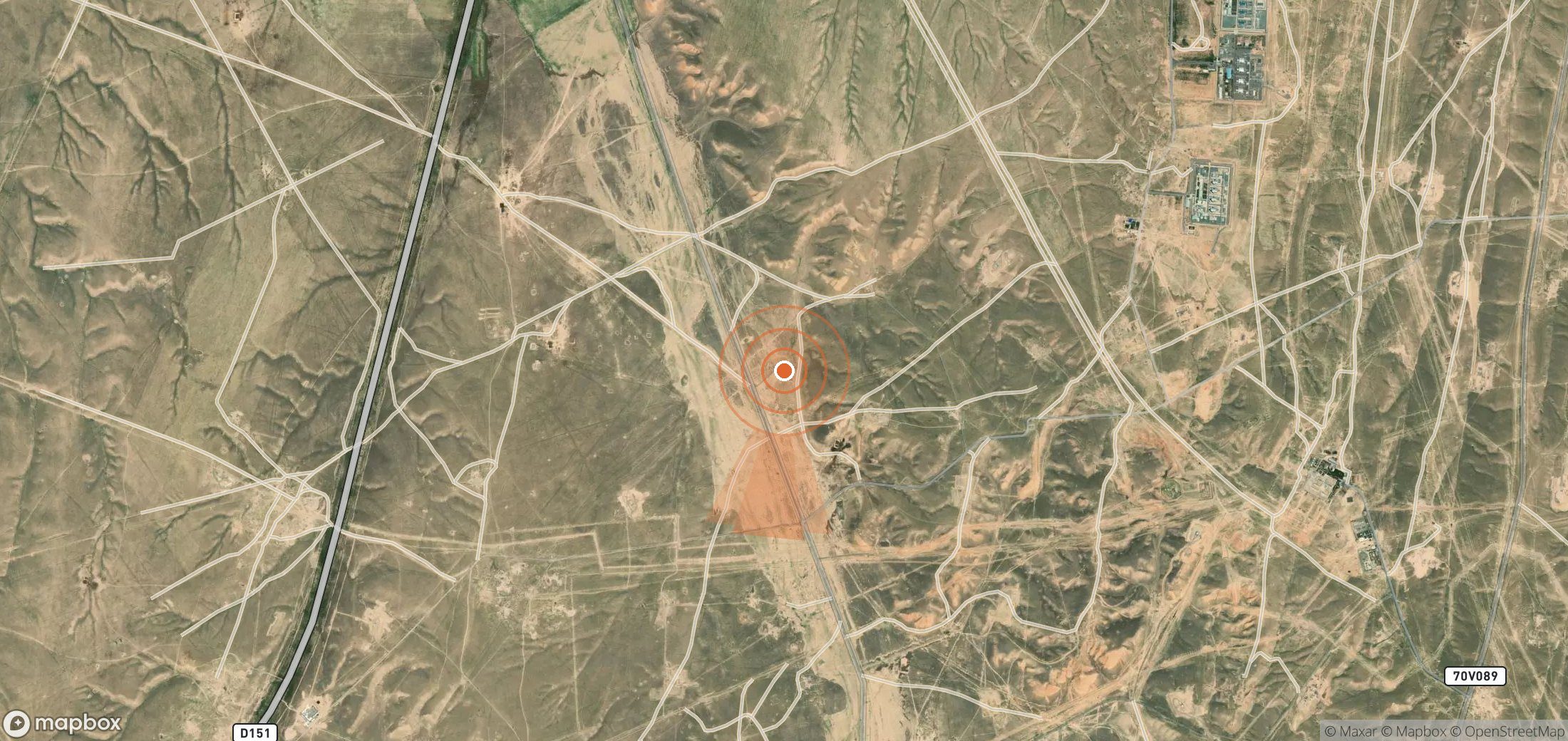 Satellite map of methane plume locations in Uzbekistan