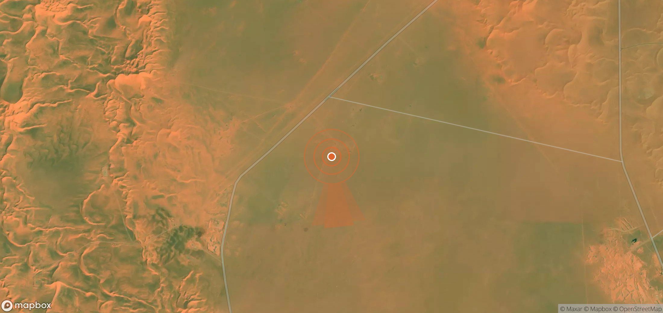 Satellite map of methane plume locations in Algeria