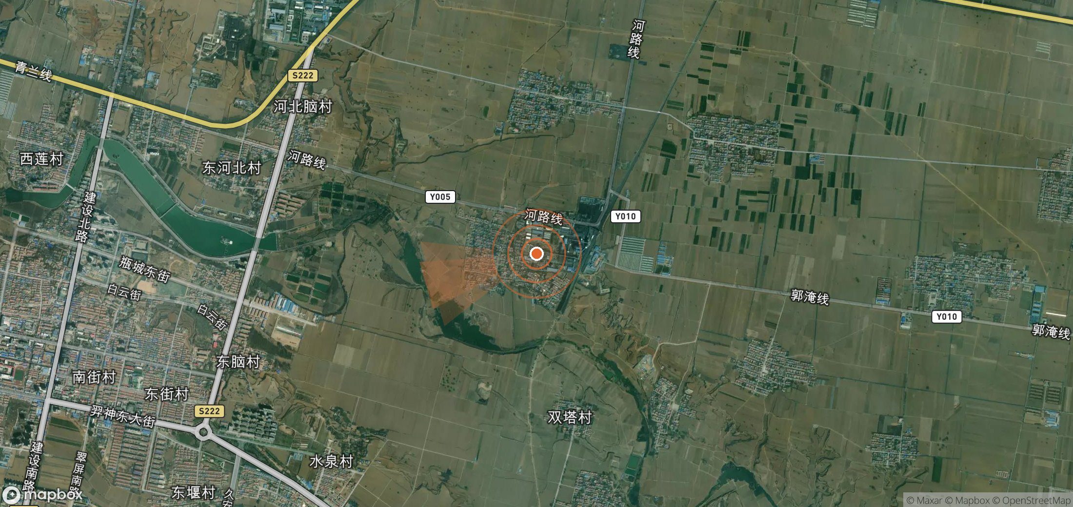 Satellite map of methane plume locations in China