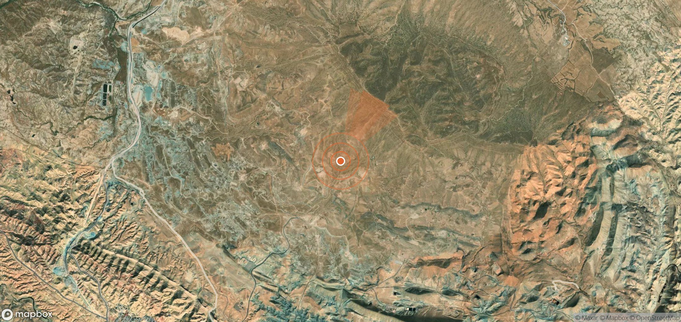 Mapa satelital de plumas de metano en Irán