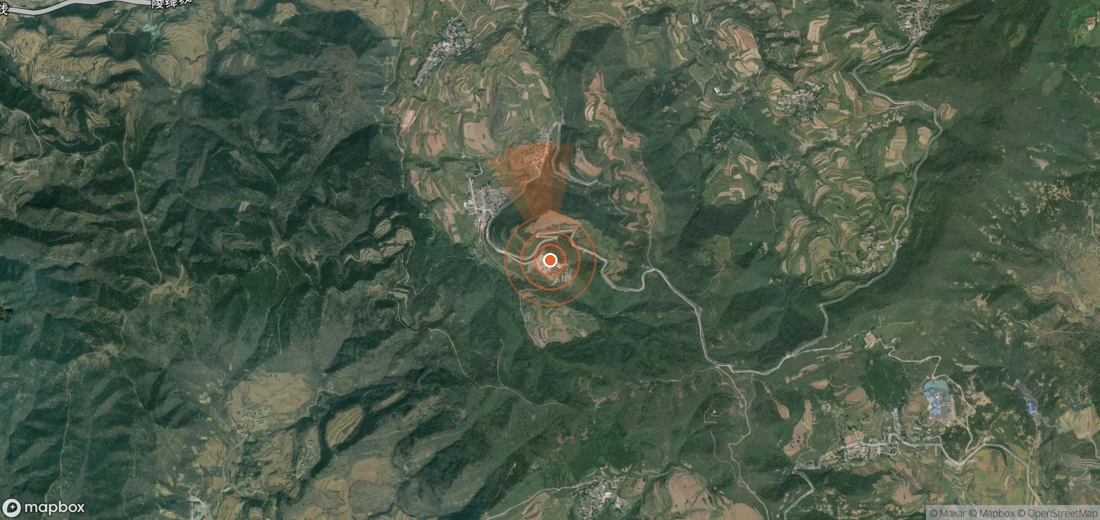 Satellite map of methane plume locations in China