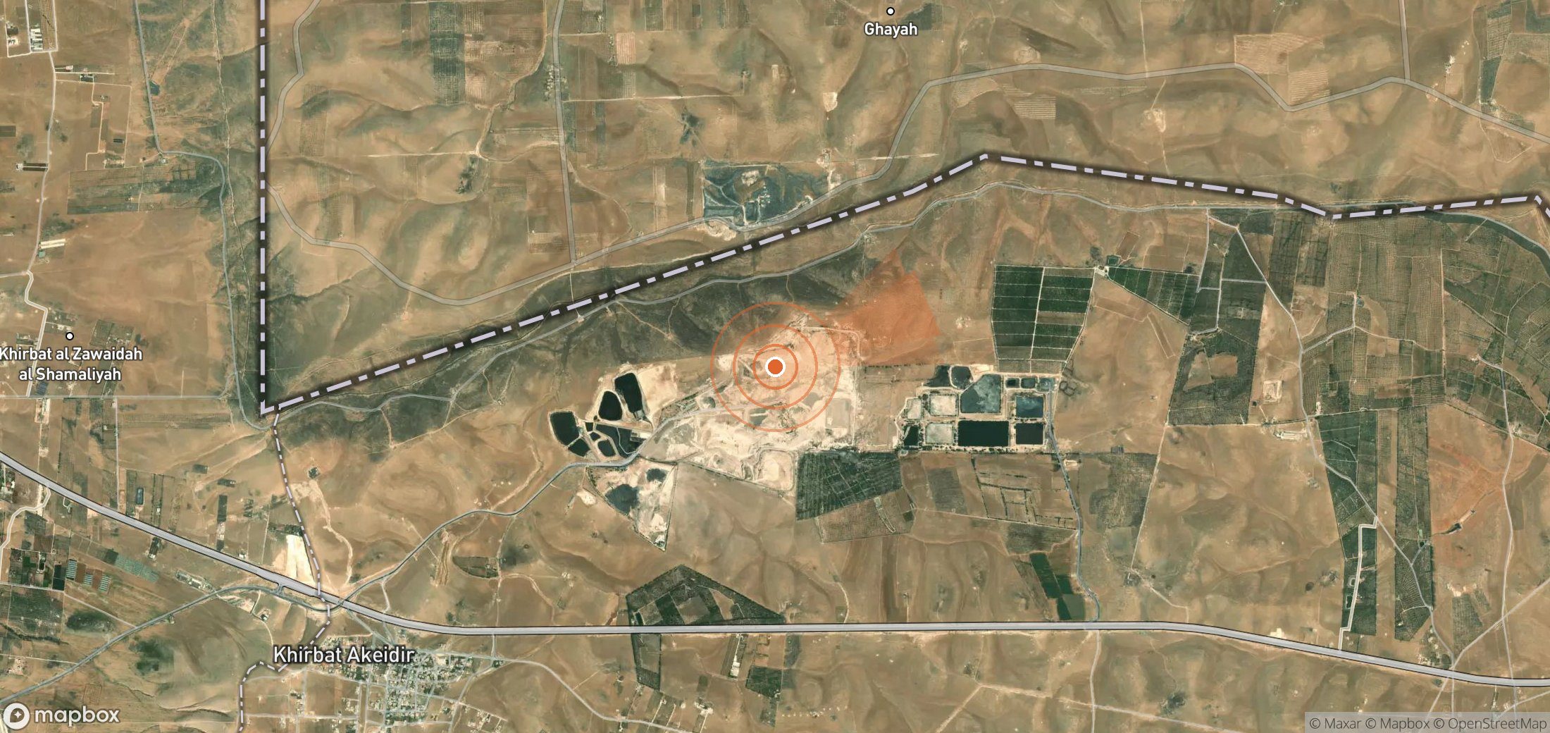 Mapa satelital de plumas de metano en Jordania