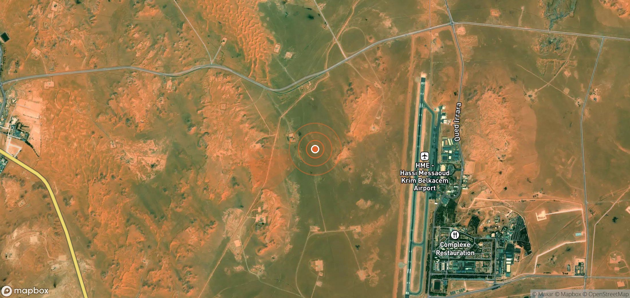 Satellite map of methane plume locations in Algeria