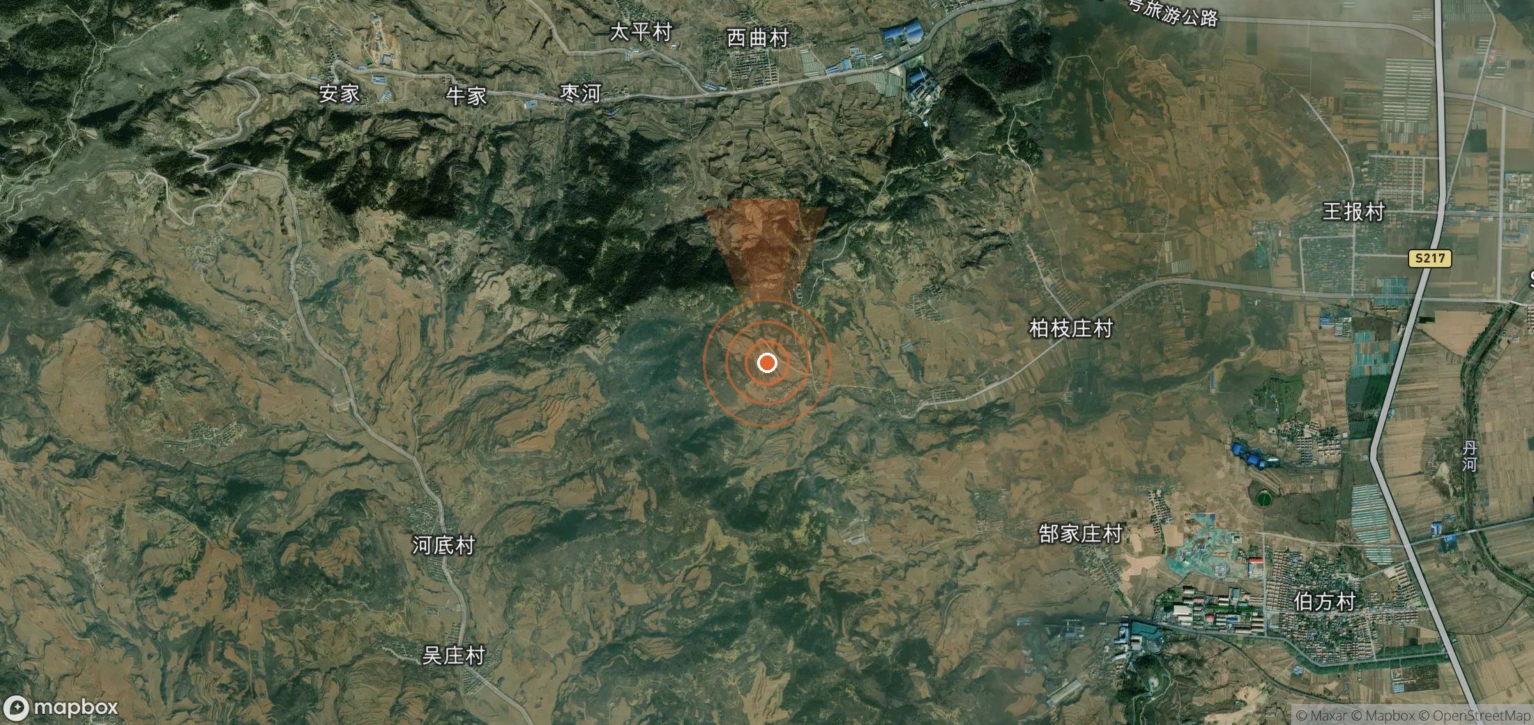 Satellite map of methane plume locations in China