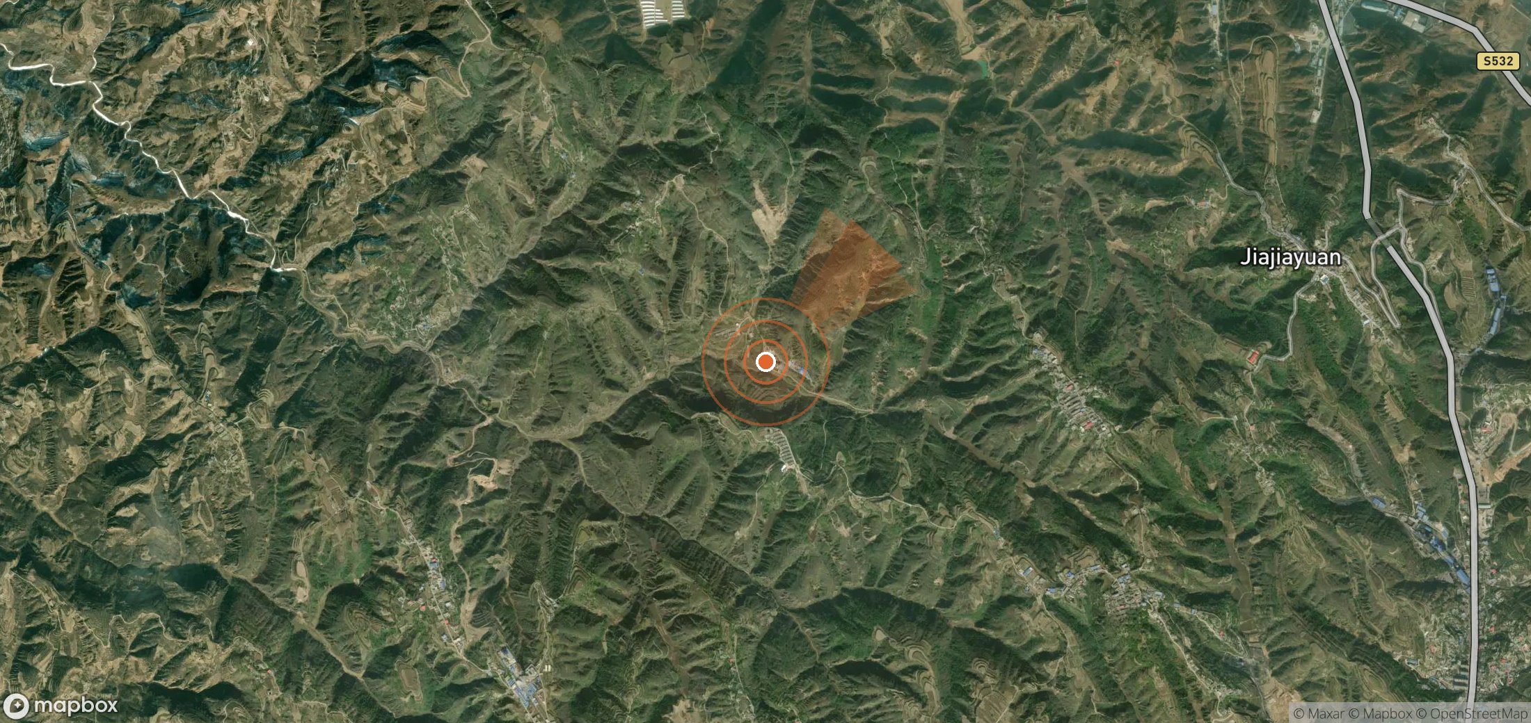 Mapa satelital de plumas de metano en China