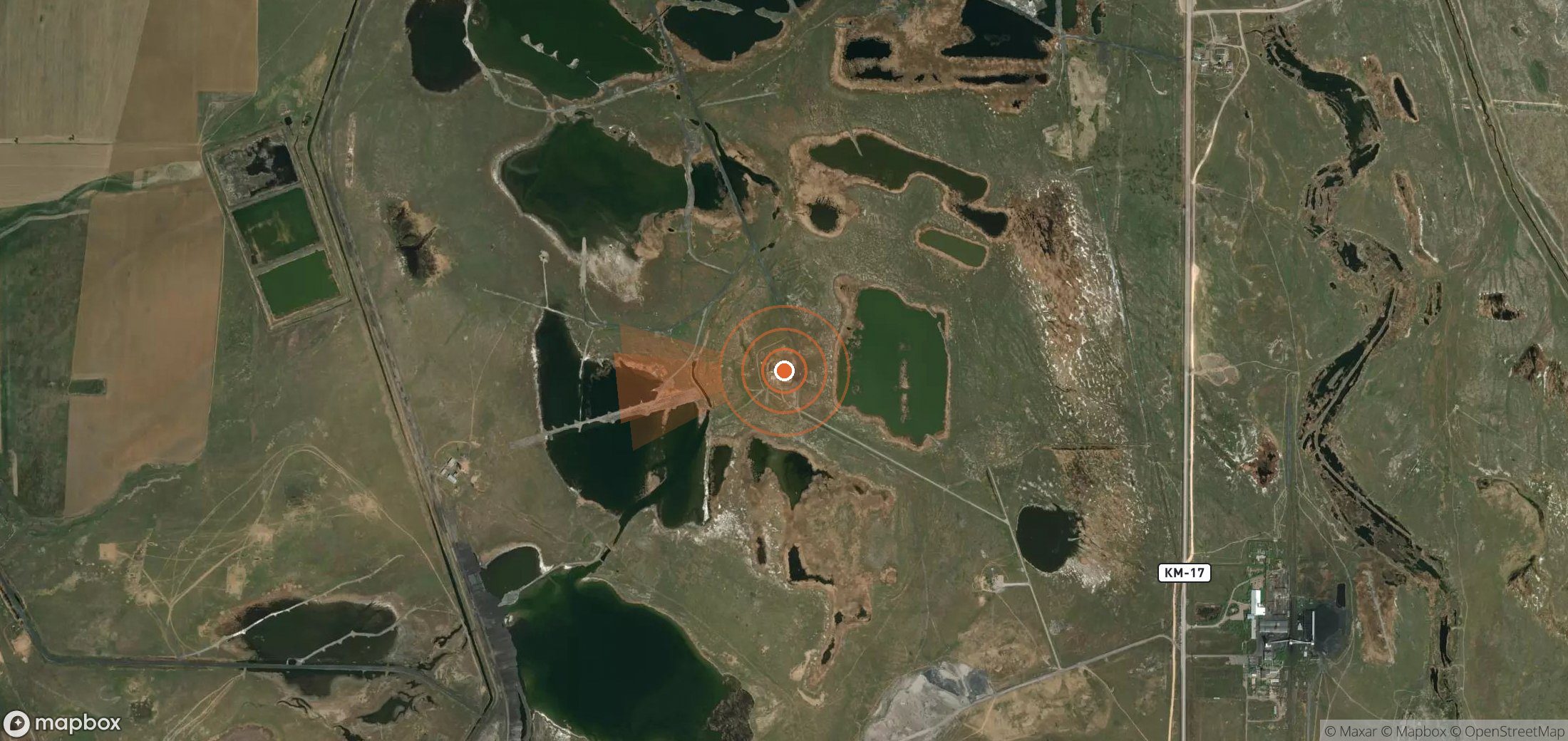 Mapa satelital de plumas de metano en Kazajistán