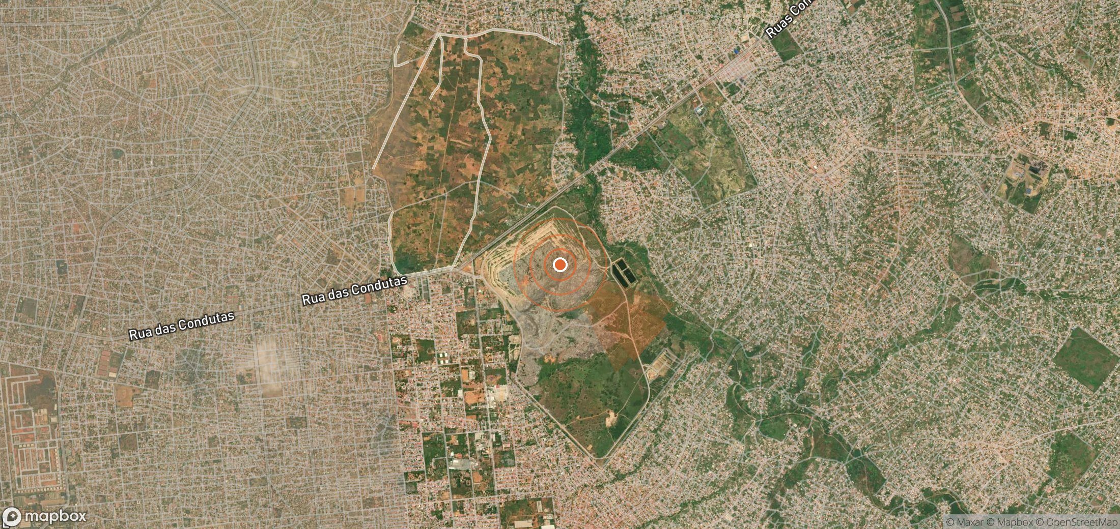 Mapa satelital de plumas de metano en Angola