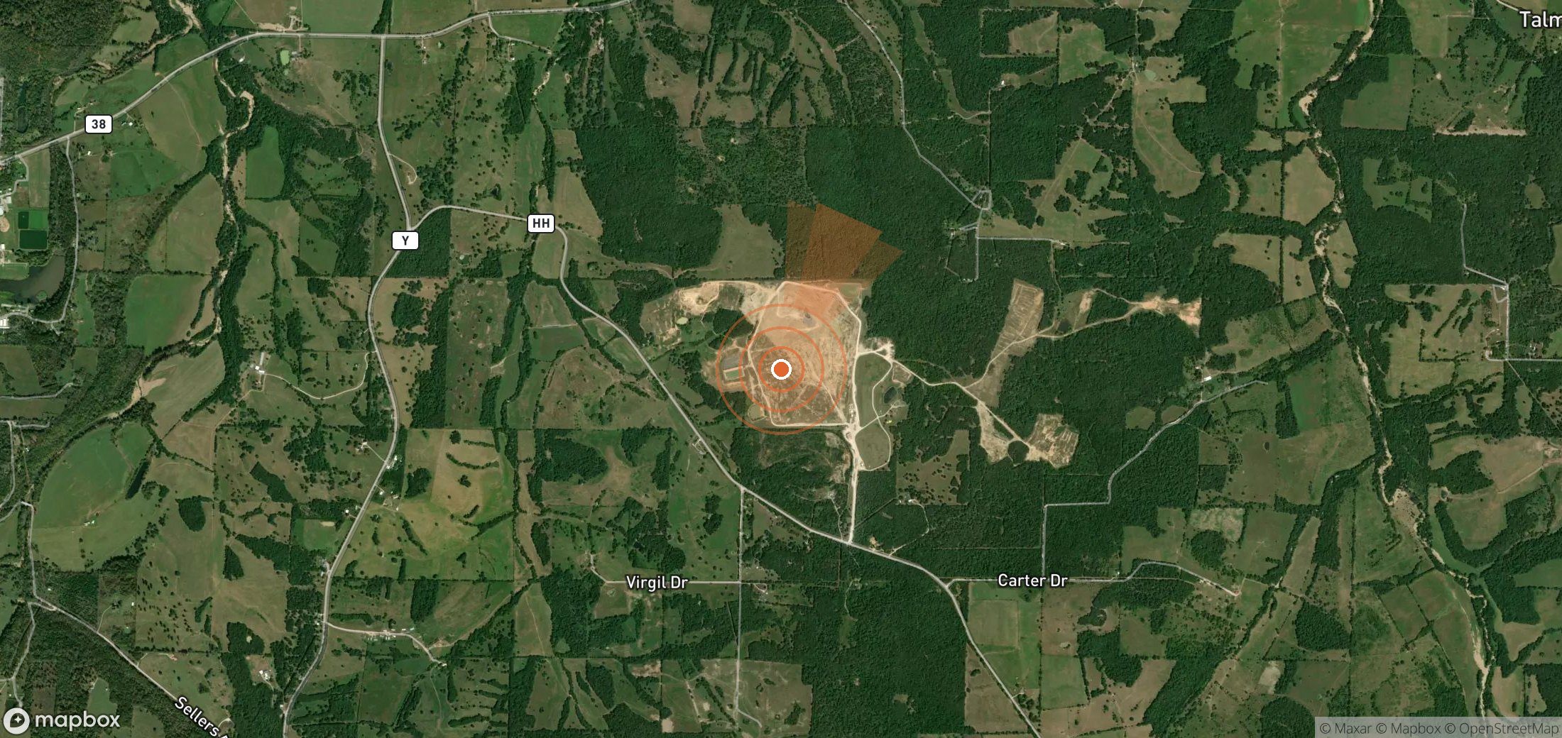 Satellite map of methane plume locations in United States