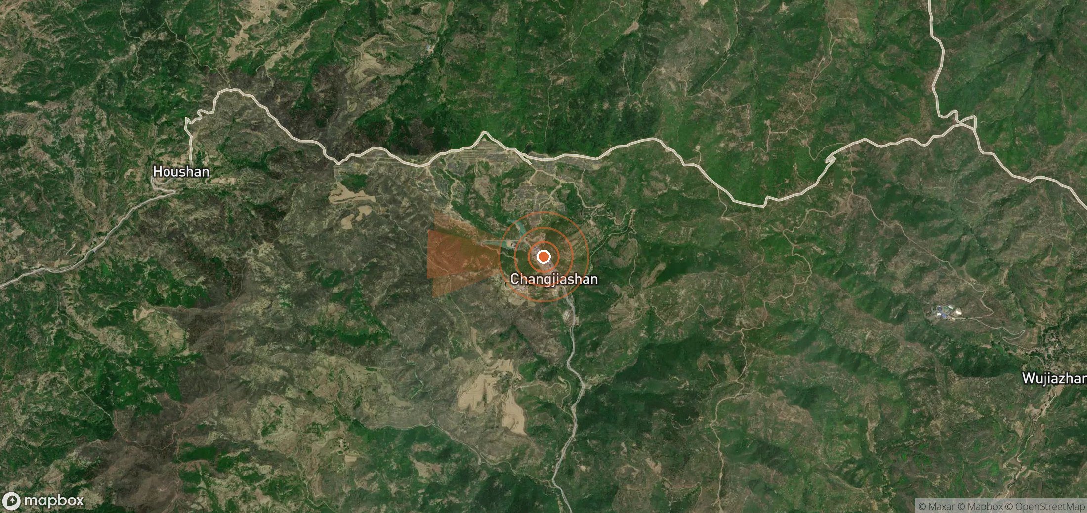 Satellite map of methane plume locations in China
