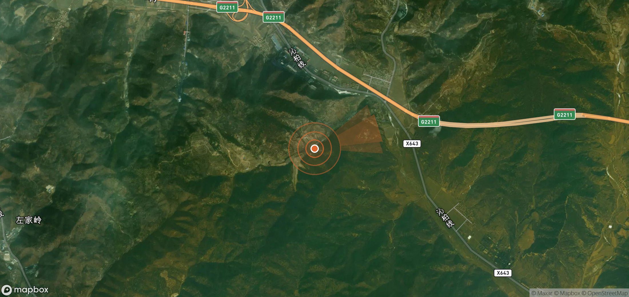 Satellite map of methane plume locations in China