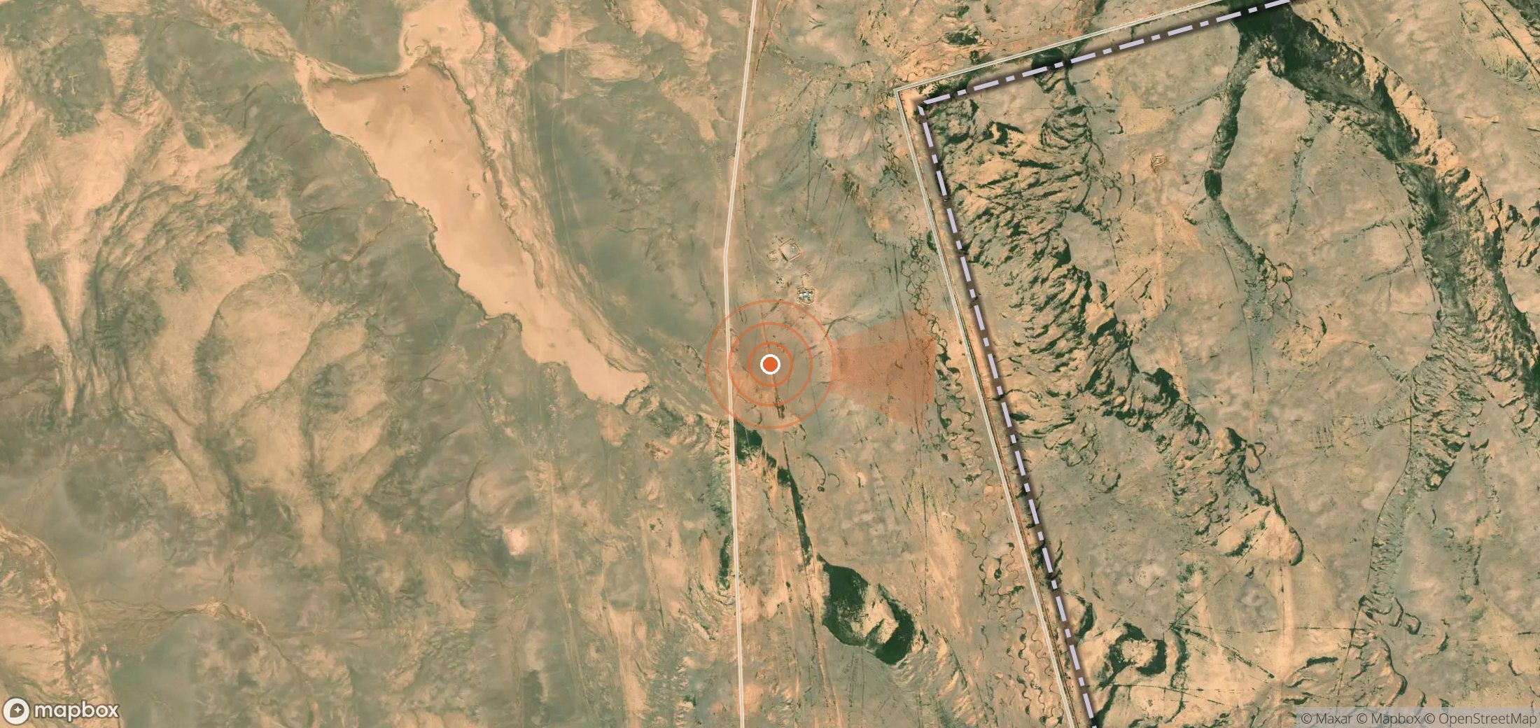 Satellite map of methane plume locations in Jordan