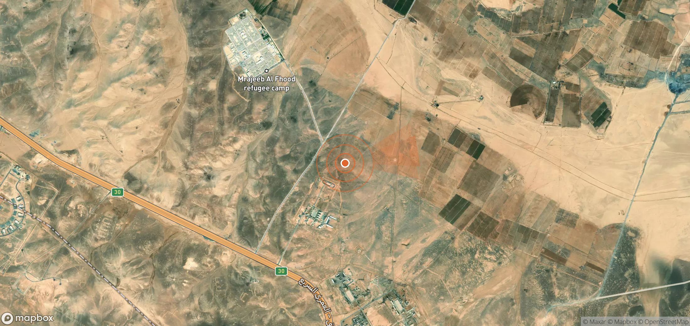 Mapa satelital de plumas de metano en Jordania