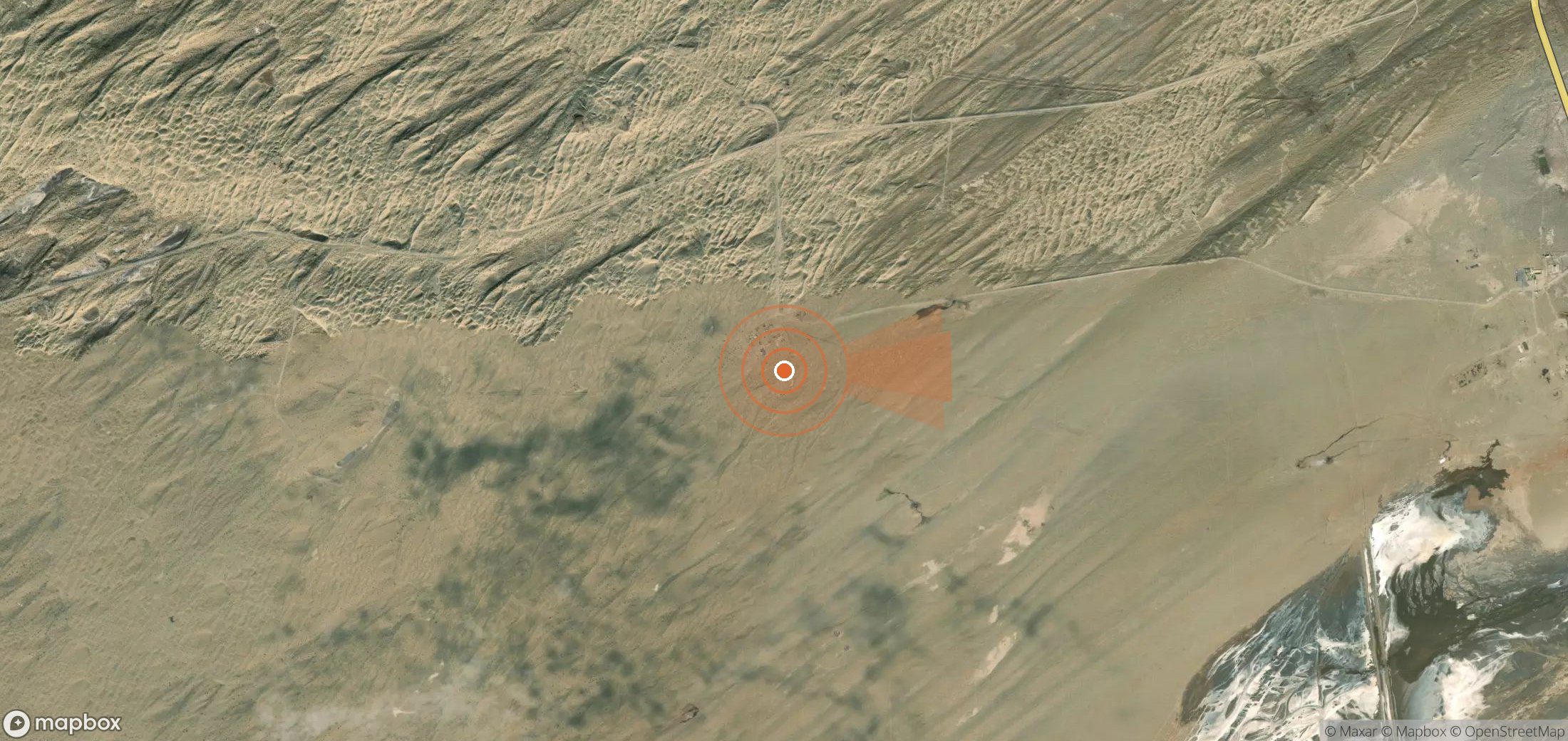 Mapa satelital de plumas de metano en Turkmenistán