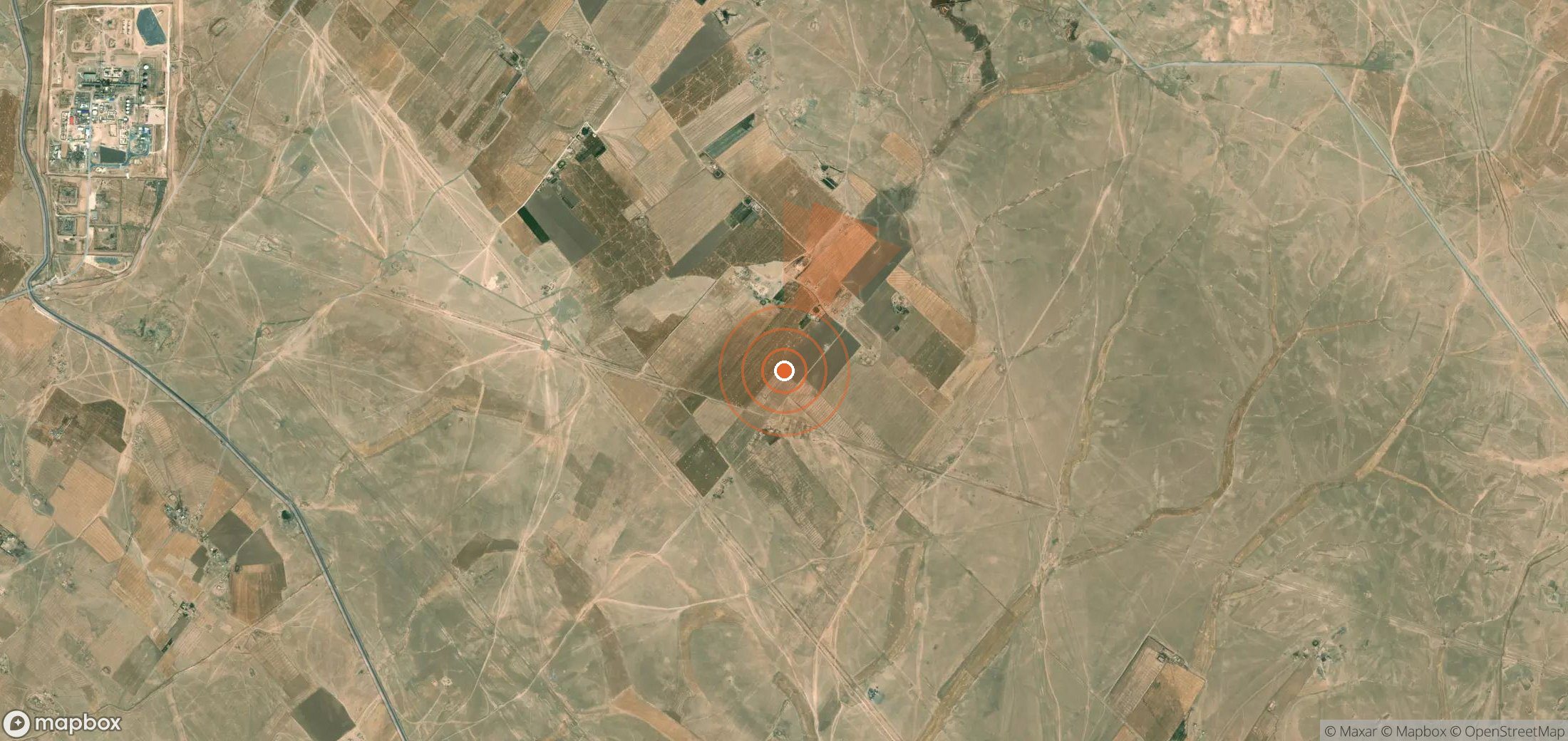 Satellite map of methane plume locations in Syria