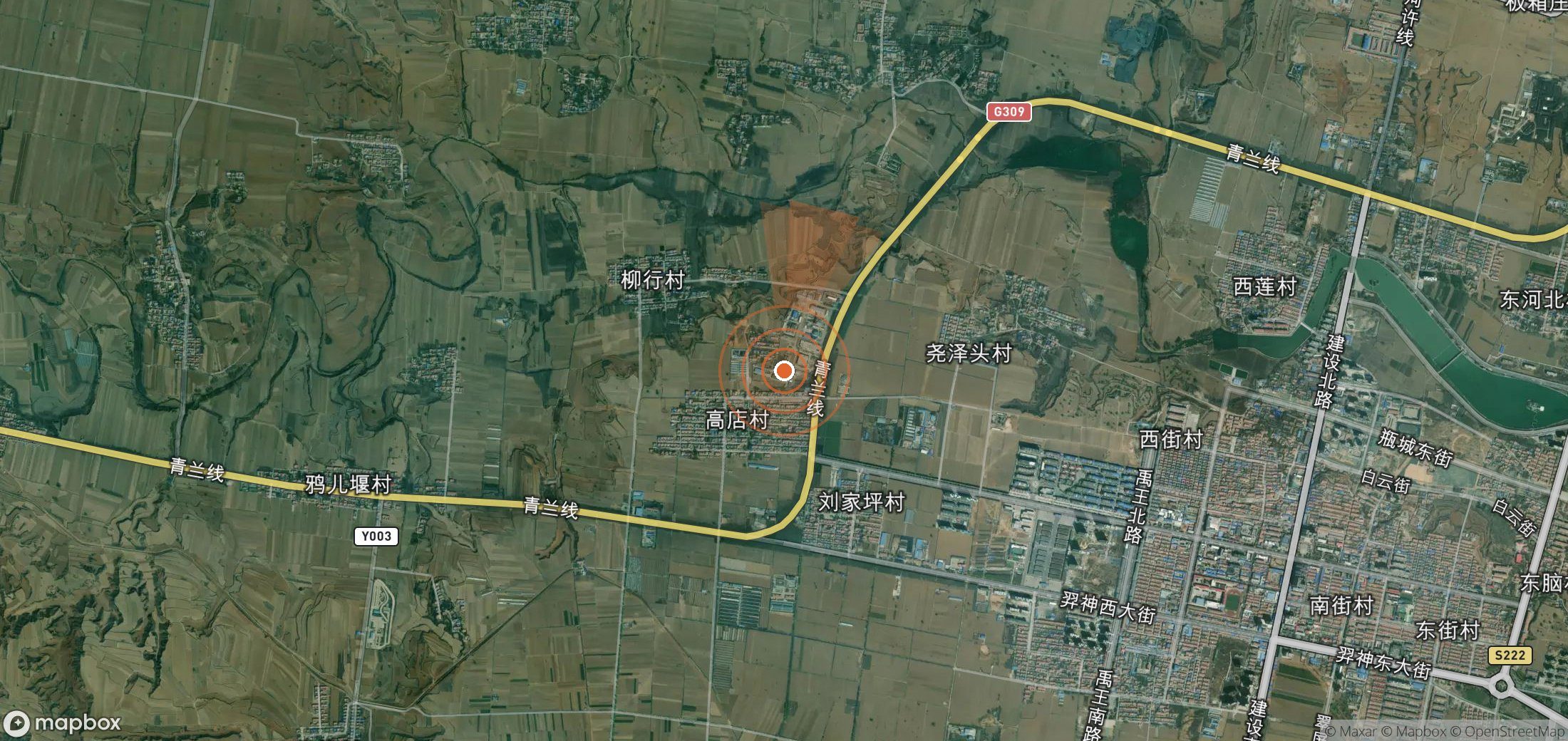 Satellite map of methane plume locations in China