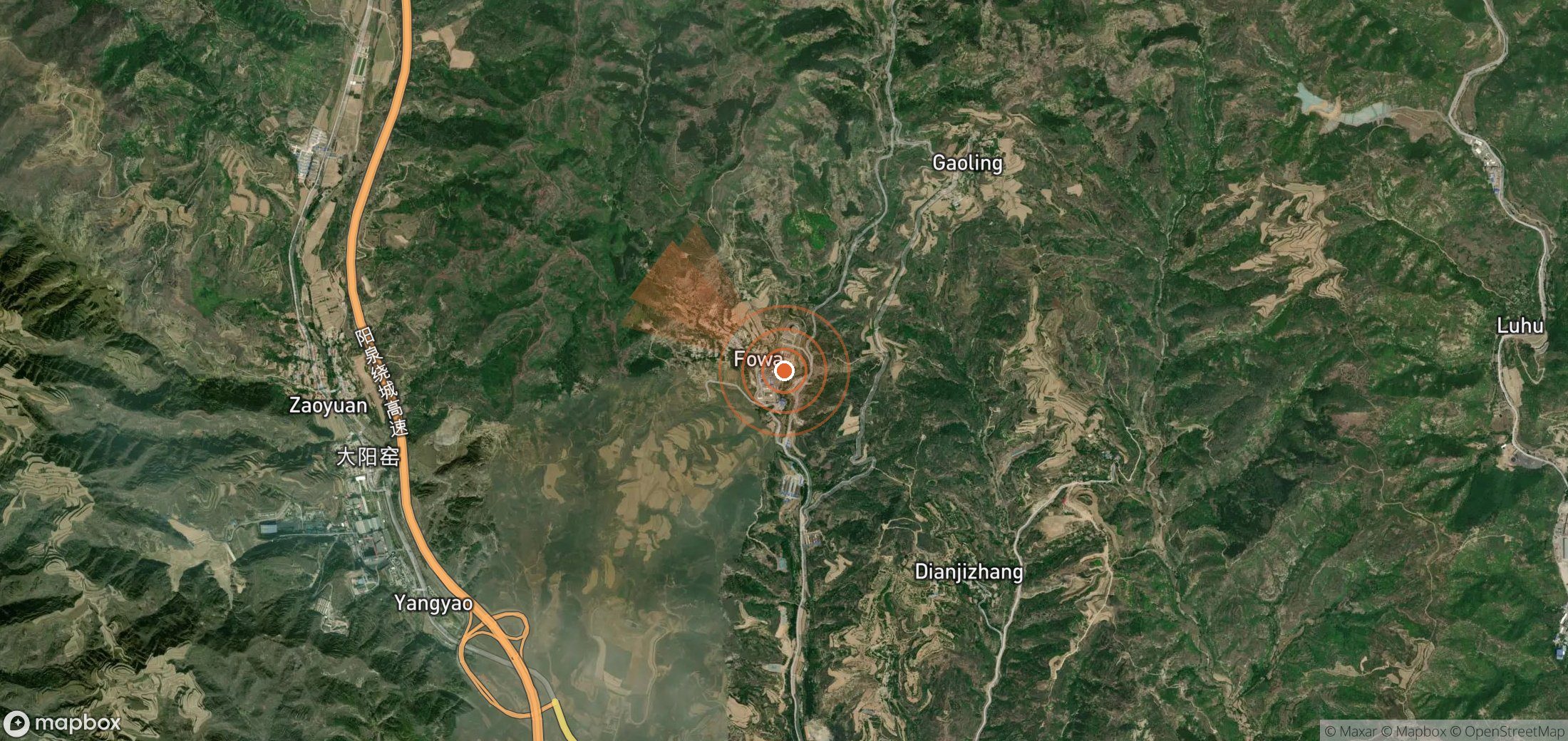 Satellite map of methane plume locations in China