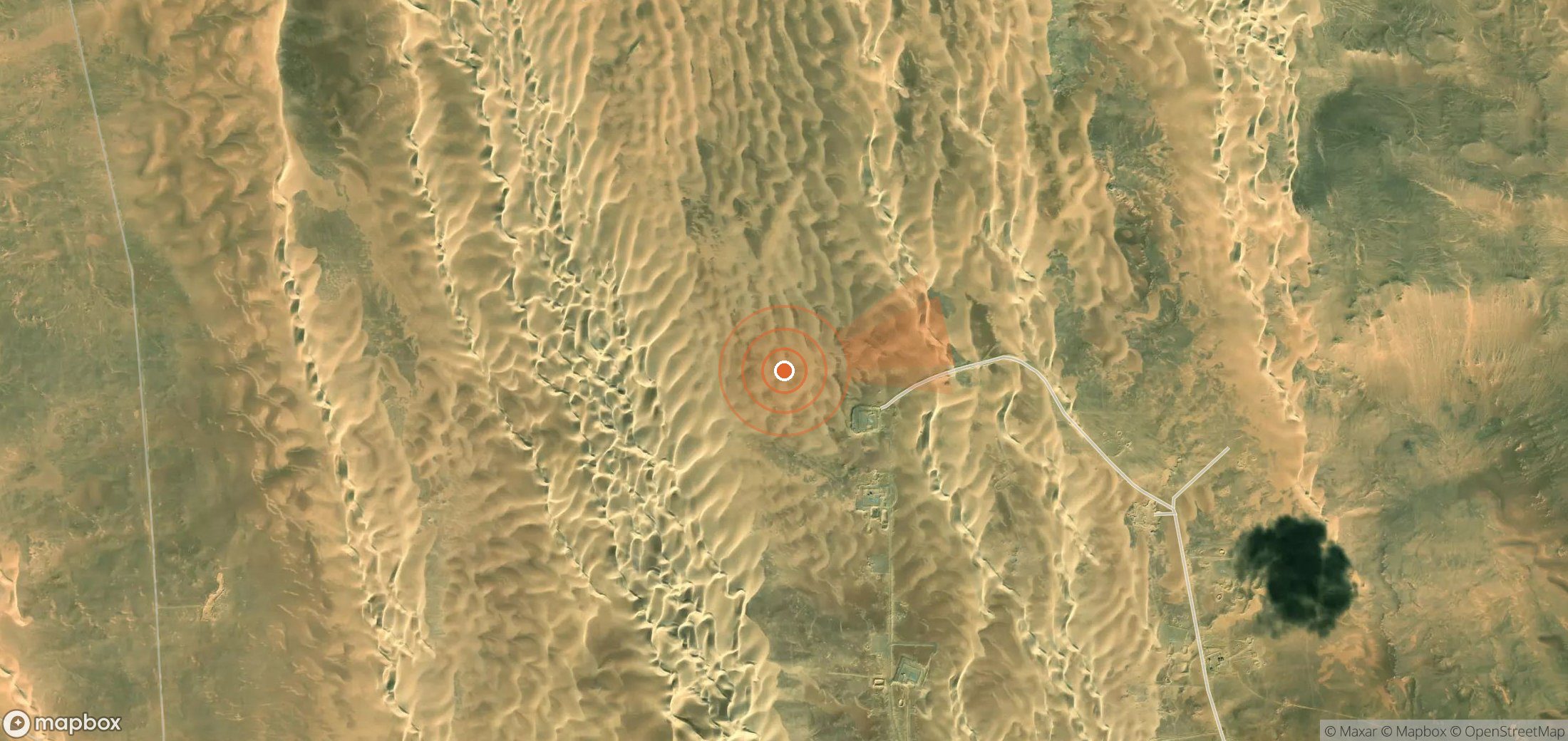 Satellite map of methane plume locations in Egypt