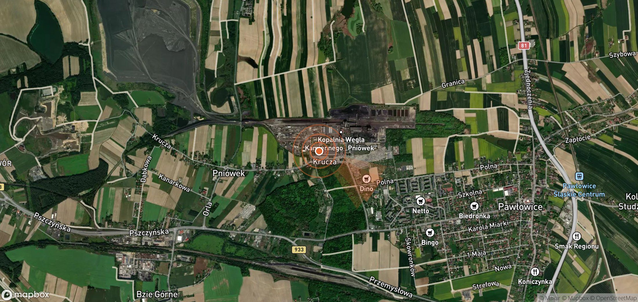 Mapa satelital de plumas de metano en Polonia