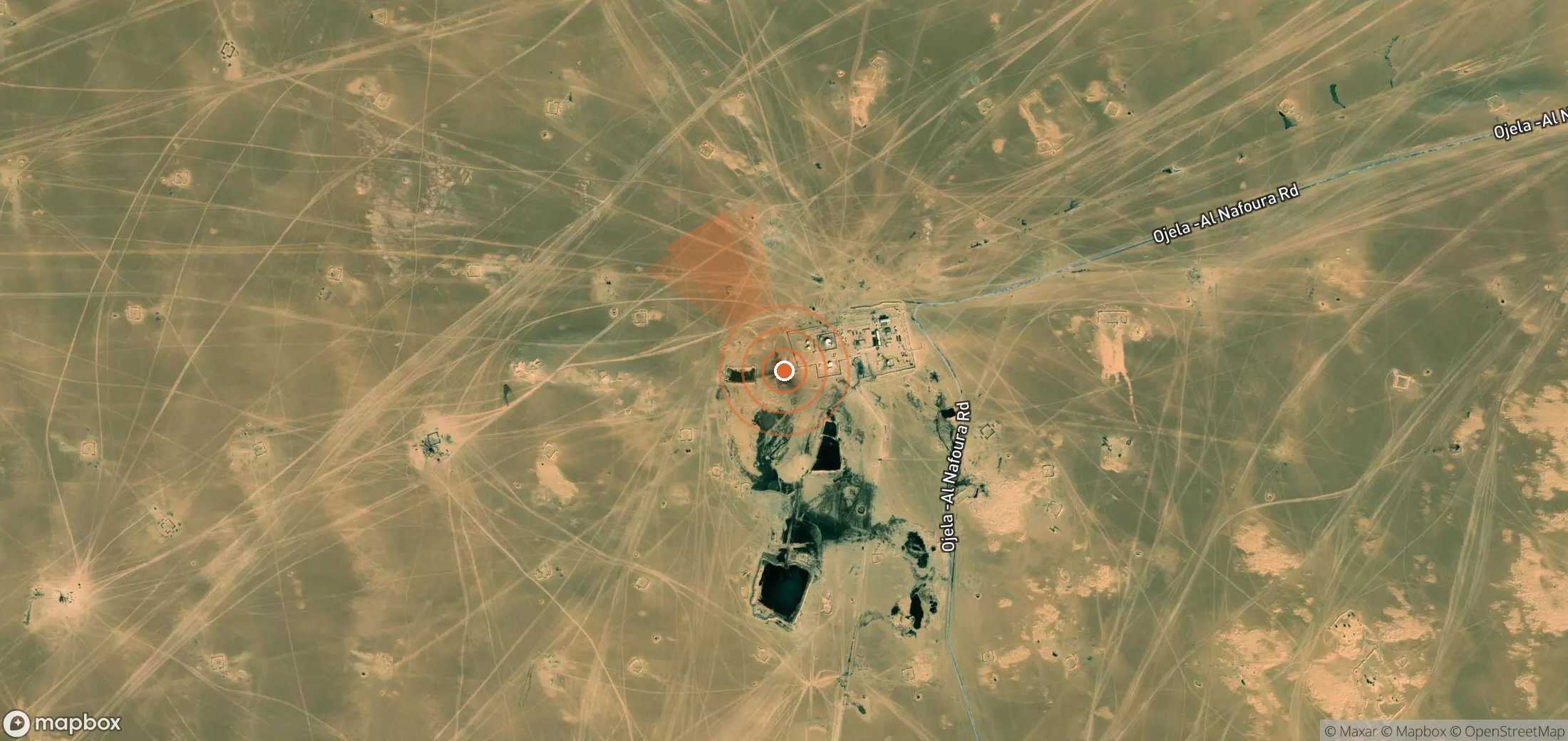 Mapa satelital de plumas de metano en Libia