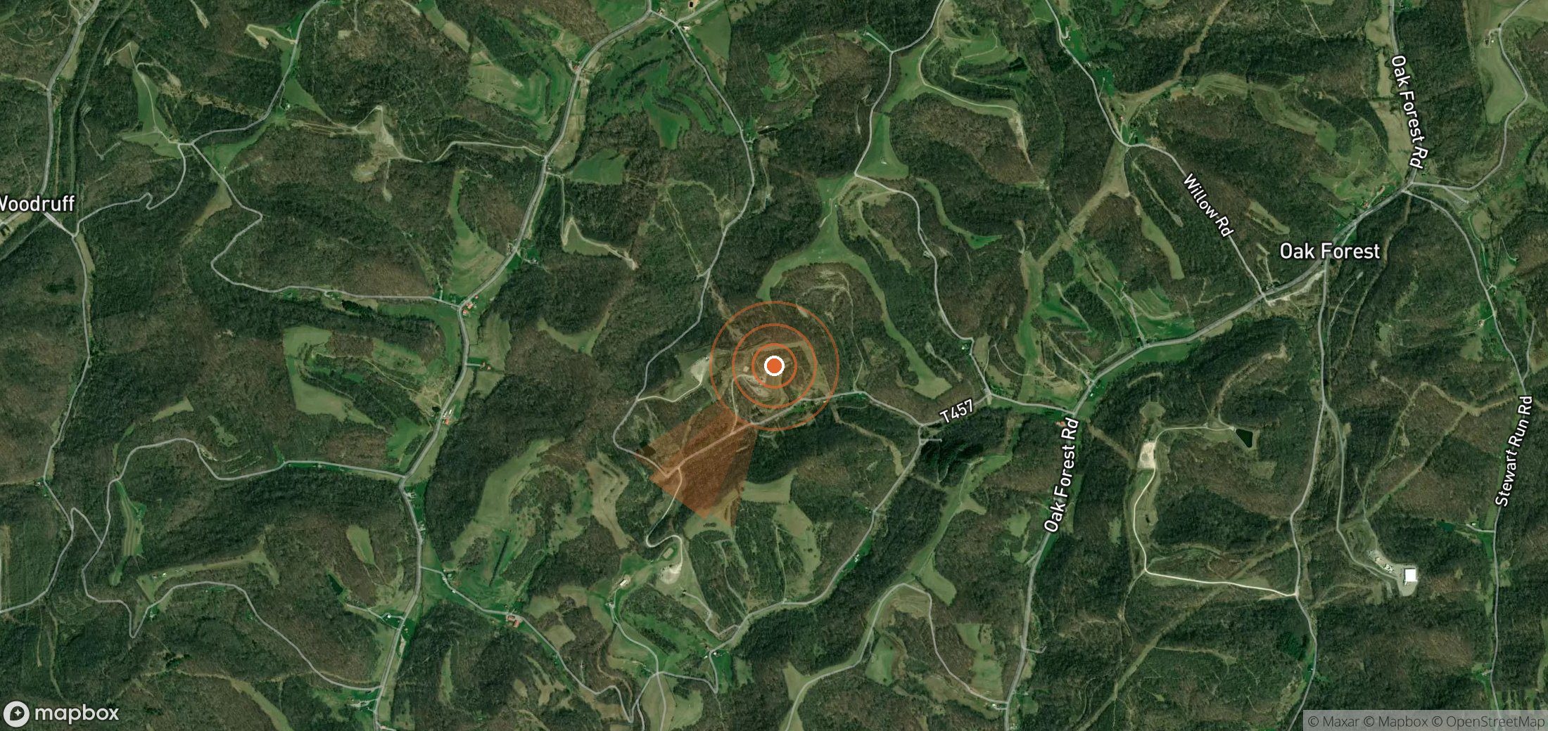 Mapa satelital de plumas de metano en Estados Unidos